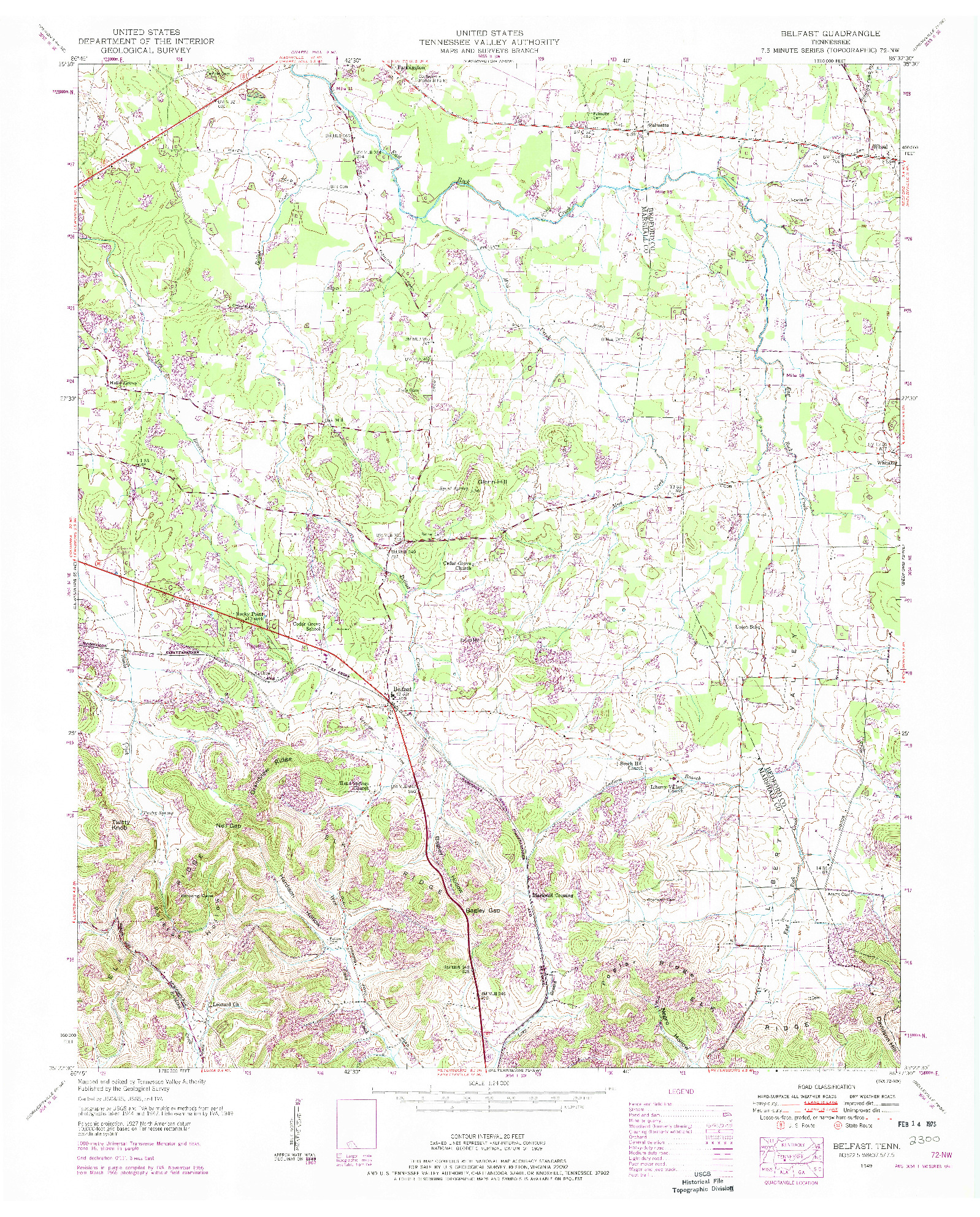 USGS 1:24000-SCALE QUADRANGLE FOR BELFAST, TN 1949