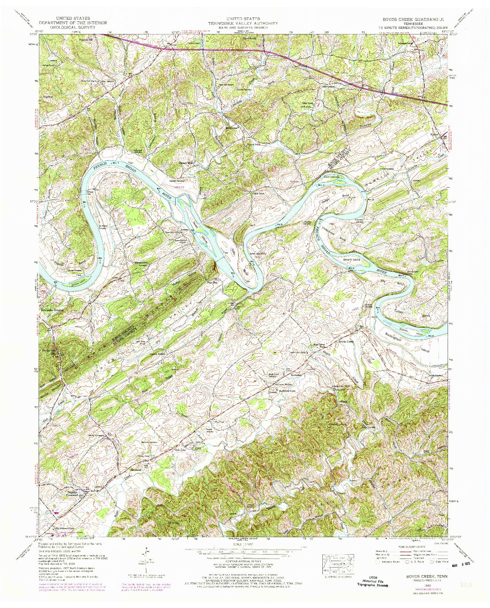 USGS 1:24000-SCALE QUADRANGLE FOR BOYDS CREEK, TN 1953