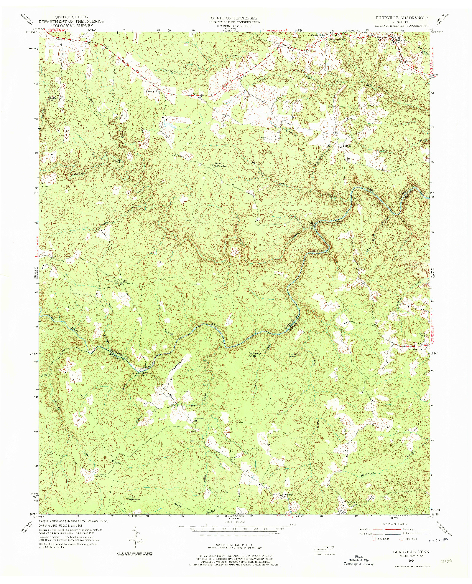 USGS 1:24000-SCALE QUADRANGLE FOR BURRVILLE, TN 1954