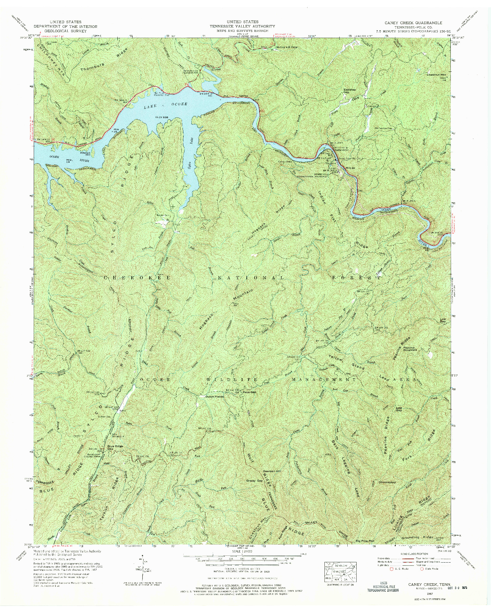 USGS 1:24000-SCALE QUADRANGLE FOR CANEY CREEK, TN 1967