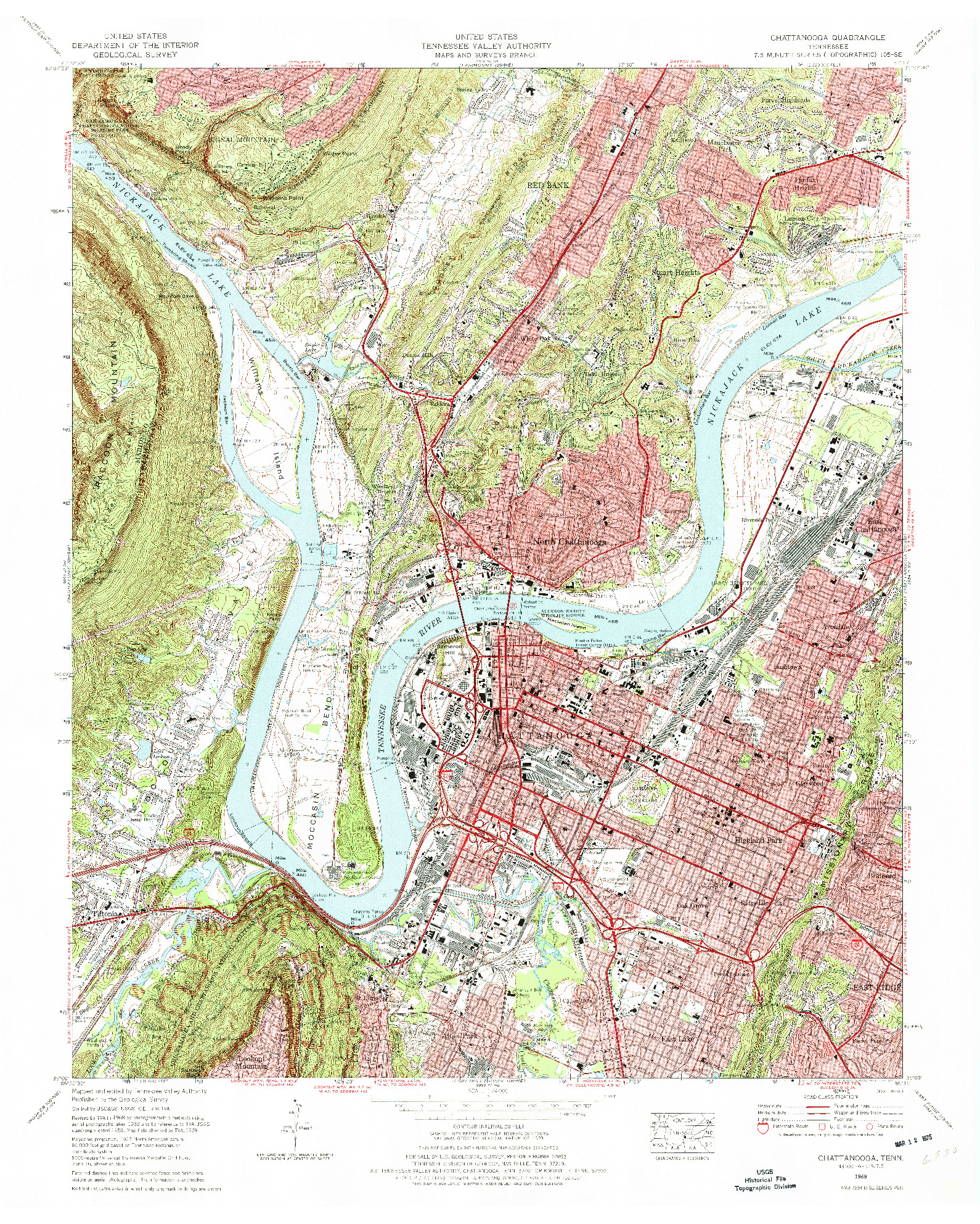 USGS 1:24000-SCALE QUADRANGLE FOR CHATTANOOGA, TN 1969