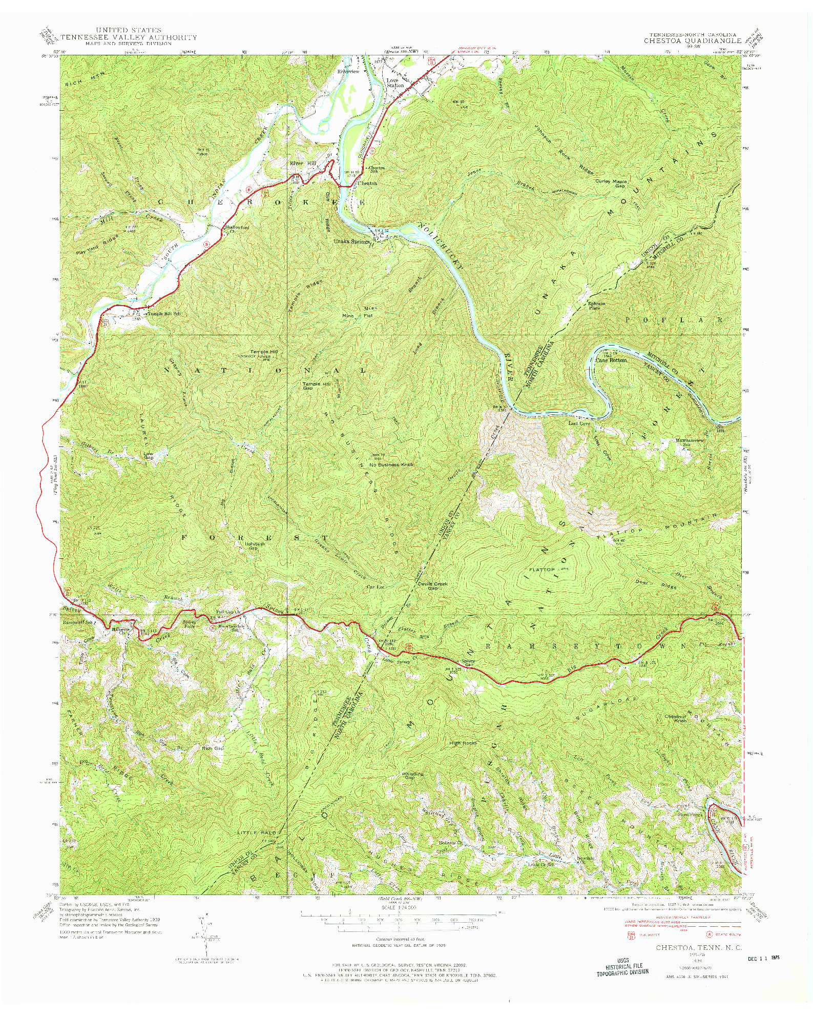 USGS 1:24000-SCALE QUADRANGLE FOR CHESTOA, TN 1939