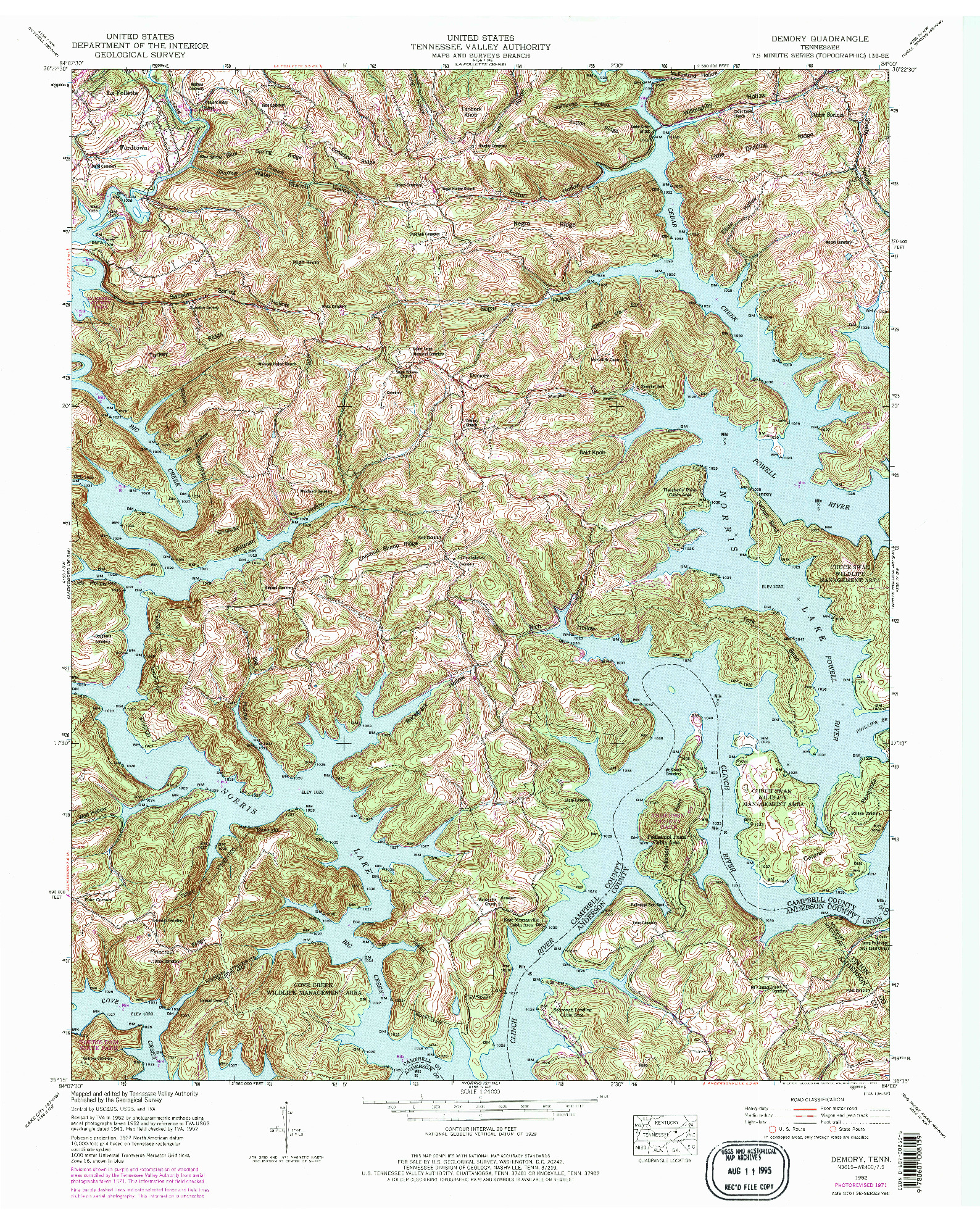USGS 1:24000-SCALE QUADRANGLE FOR DEMORY, TN 1952