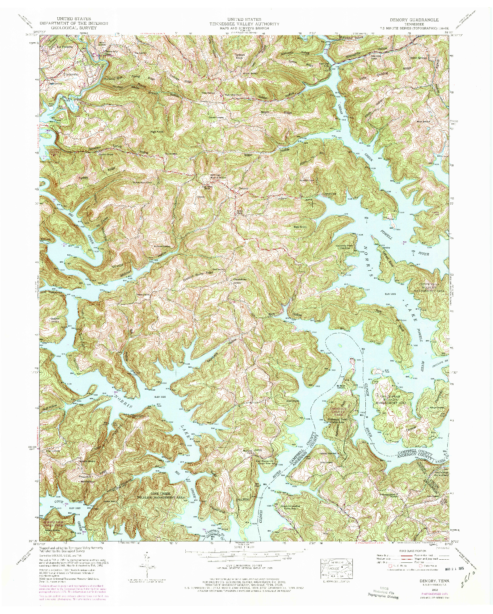 USGS 1:24000-SCALE QUADRANGLE FOR DEMORY, TN 1952