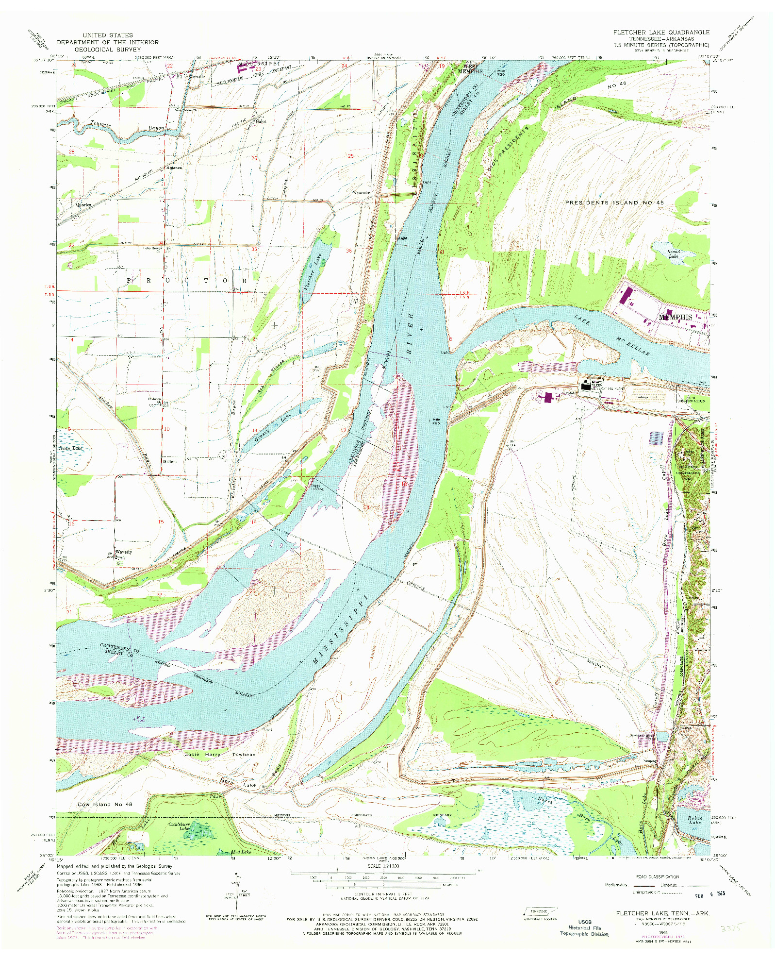 USGS 1:24000-SCALE QUADRANGLE FOR FLETCHER LAKE, TN 1966