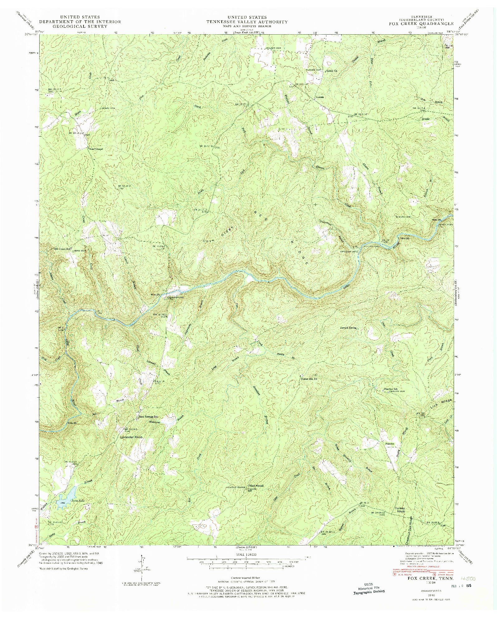 USGS 1:24000-SCALE QUADRANGLE FOR FOX CREEK, TN 1946