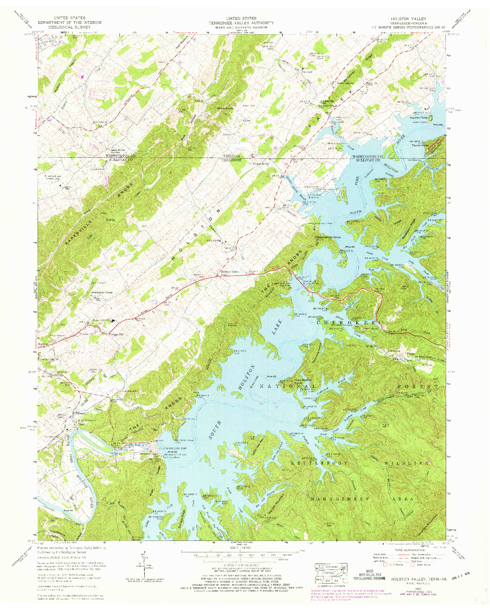 USGS 1:24000-SCALE QUADRANGLE FOR HOLSTON VALLEY, TN 1960
