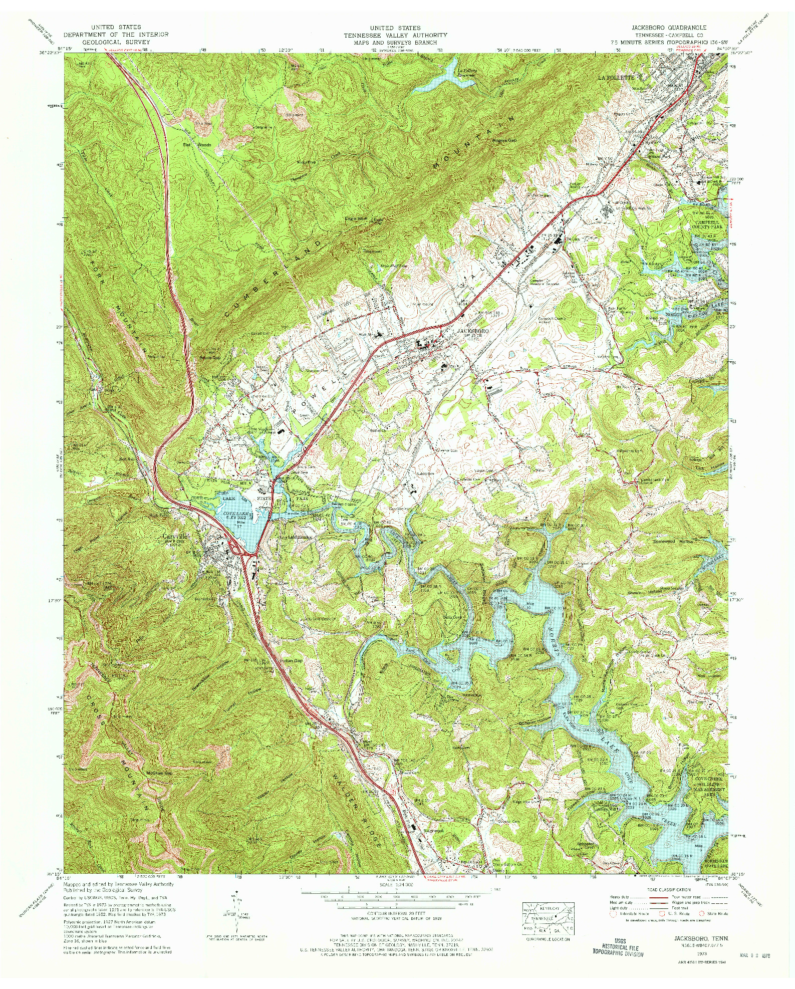 USGS 1:24000-SCALE QUADRANGLE FOR JACKSBORO, TN 1973