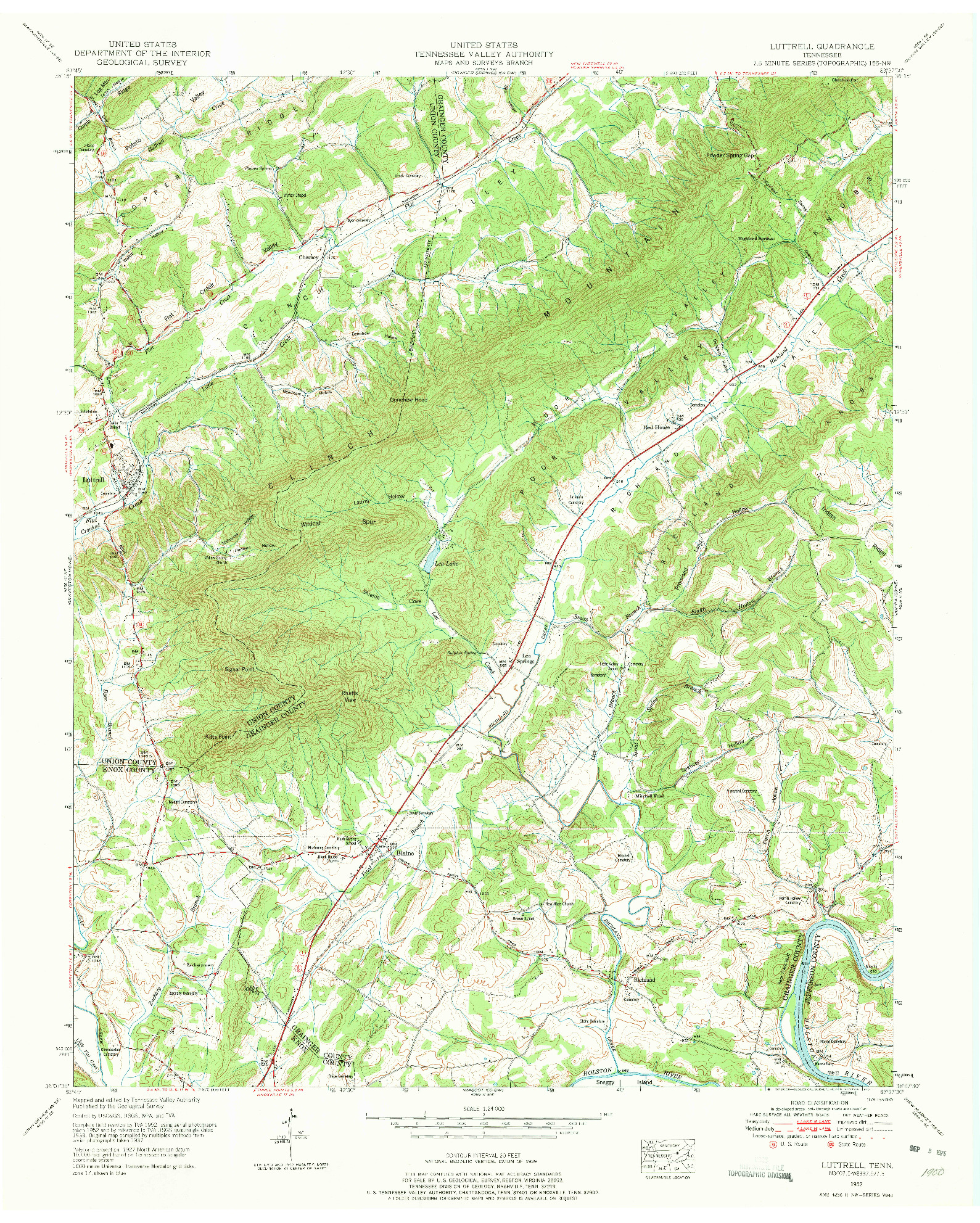 USGS 1:24000-SCALE QUADRANGLE FOR LUTTRELL, TN 1952