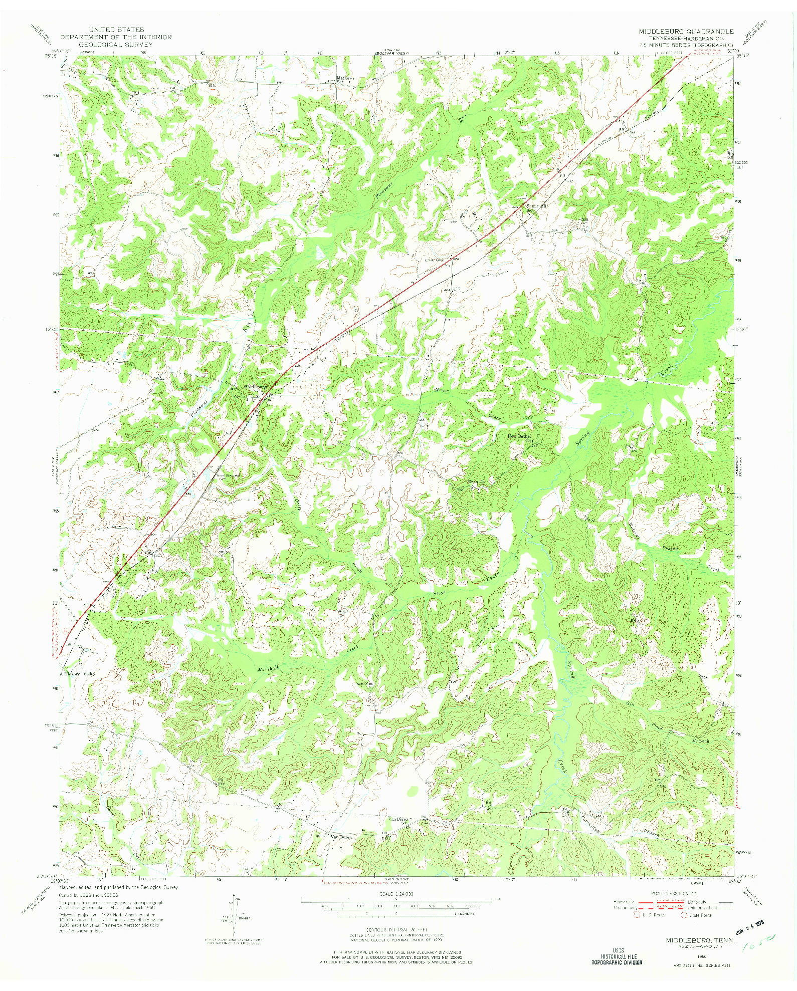 USGS 1:24000-SCALE QUADRANGLE FOR MIDDLEBURG, TN 1950