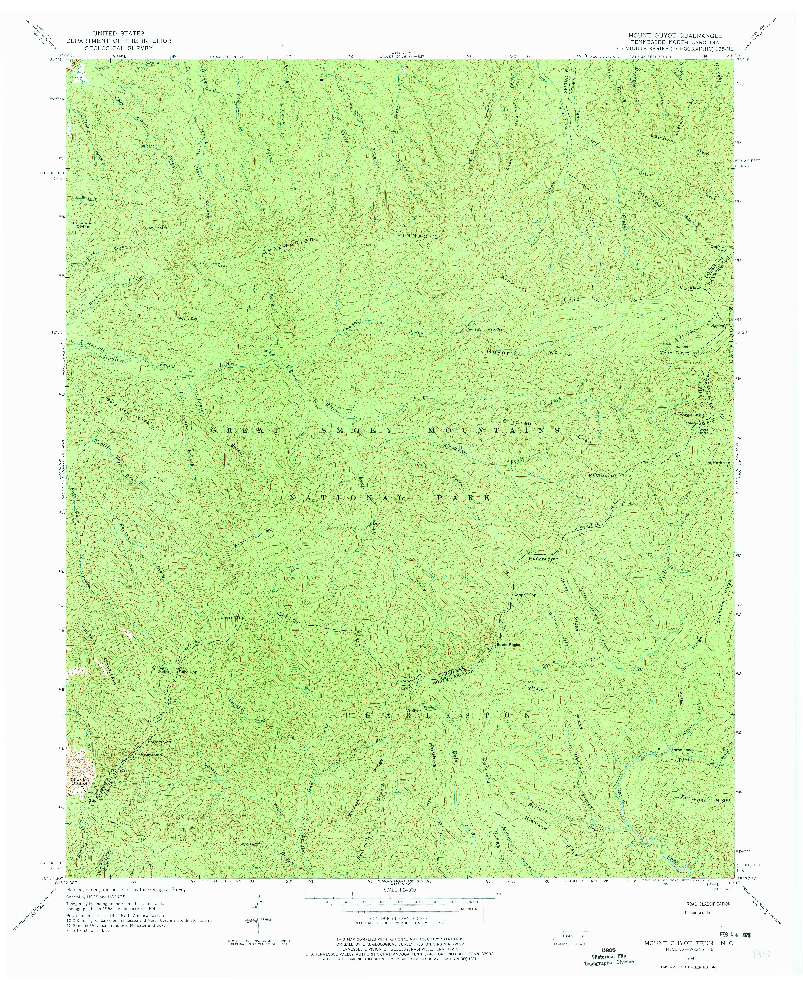 USGS 1:24000-SCALE QUADRANGLE FOR MOUNT GUYOT, TN 1964