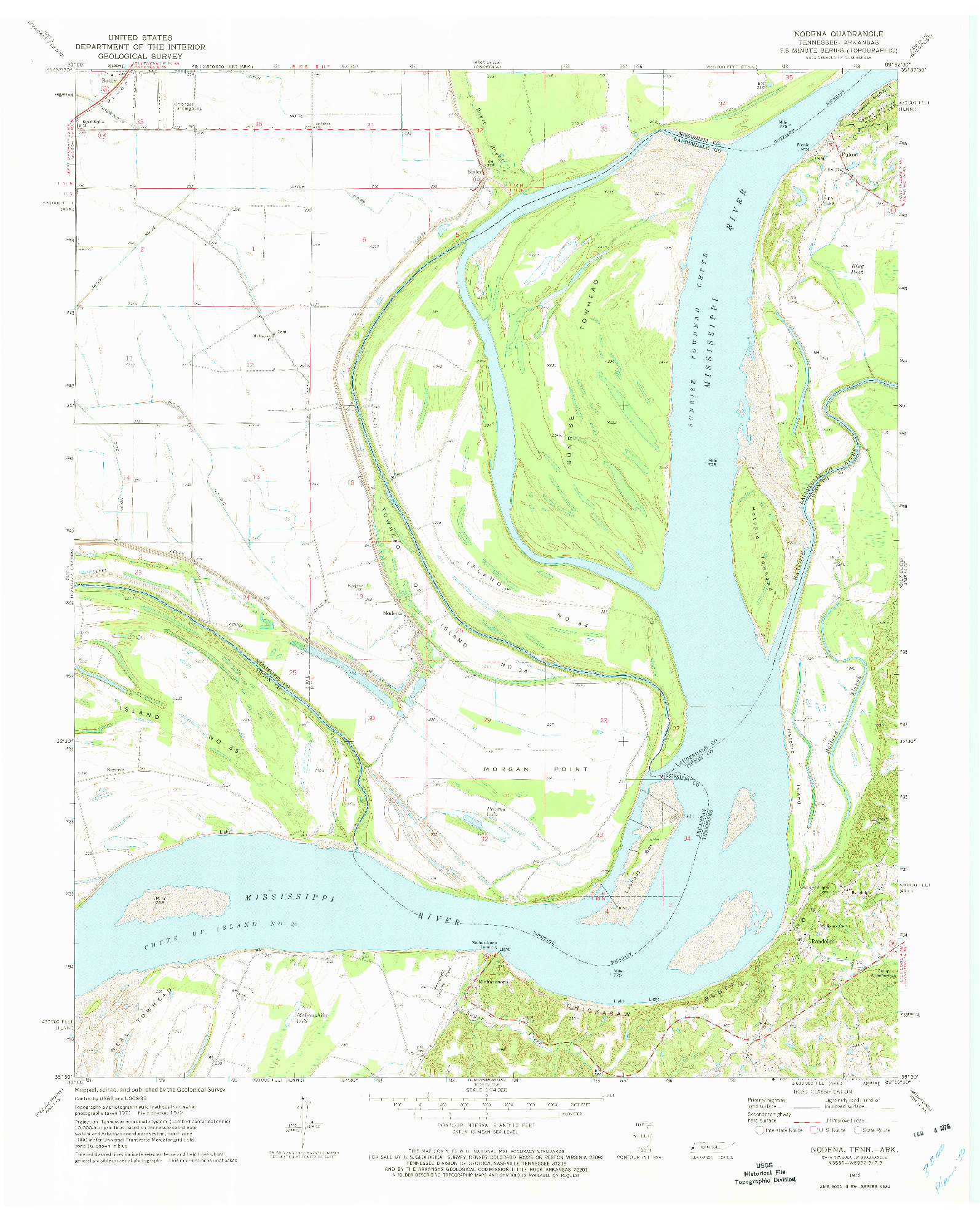 USGS 1:24000-SCALE QUADRANGLE FOR NODENA, TN 1972