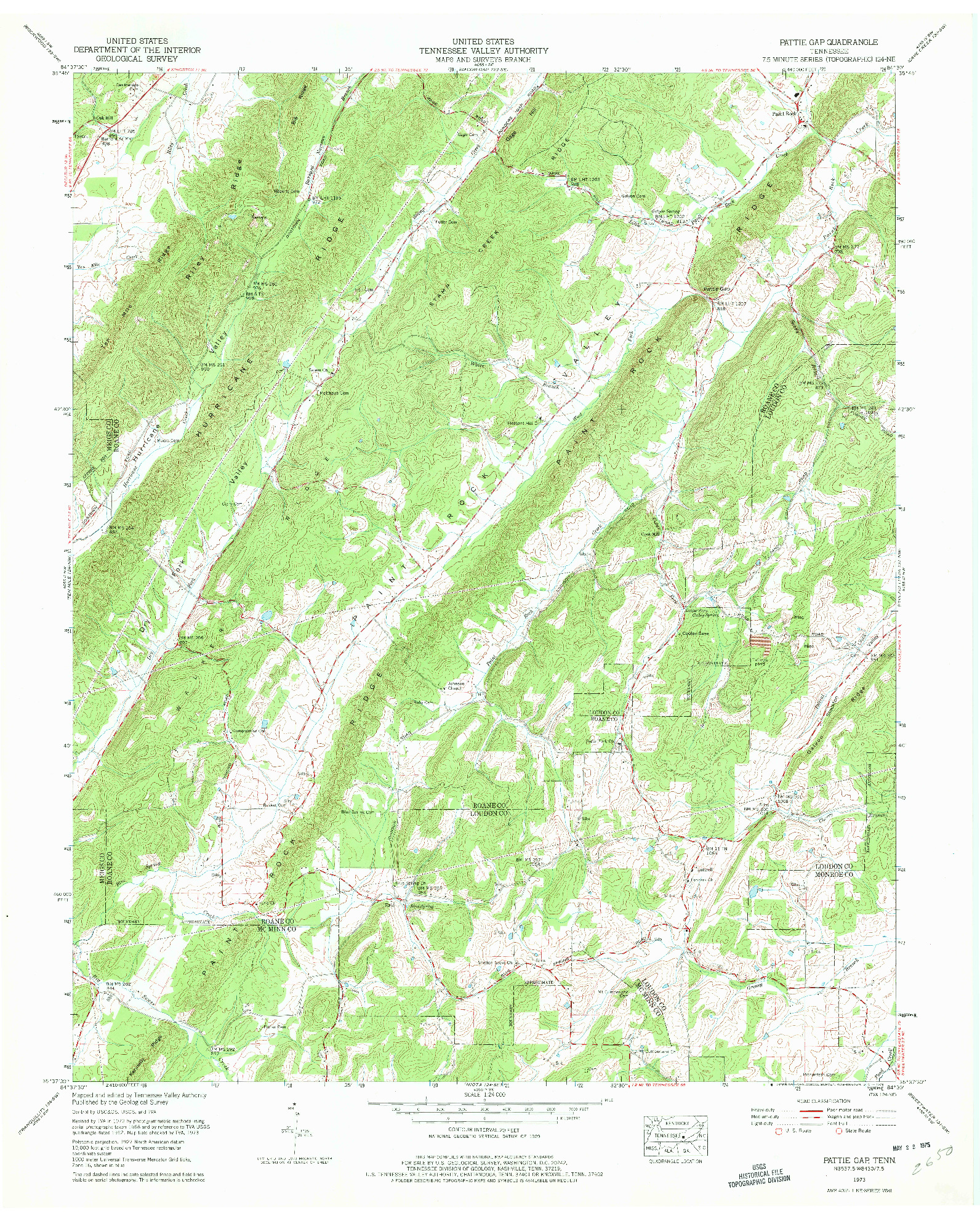 USGS 1:24000-SCALE QUADRANGLE FOR PATTIE GAP, TN 1973