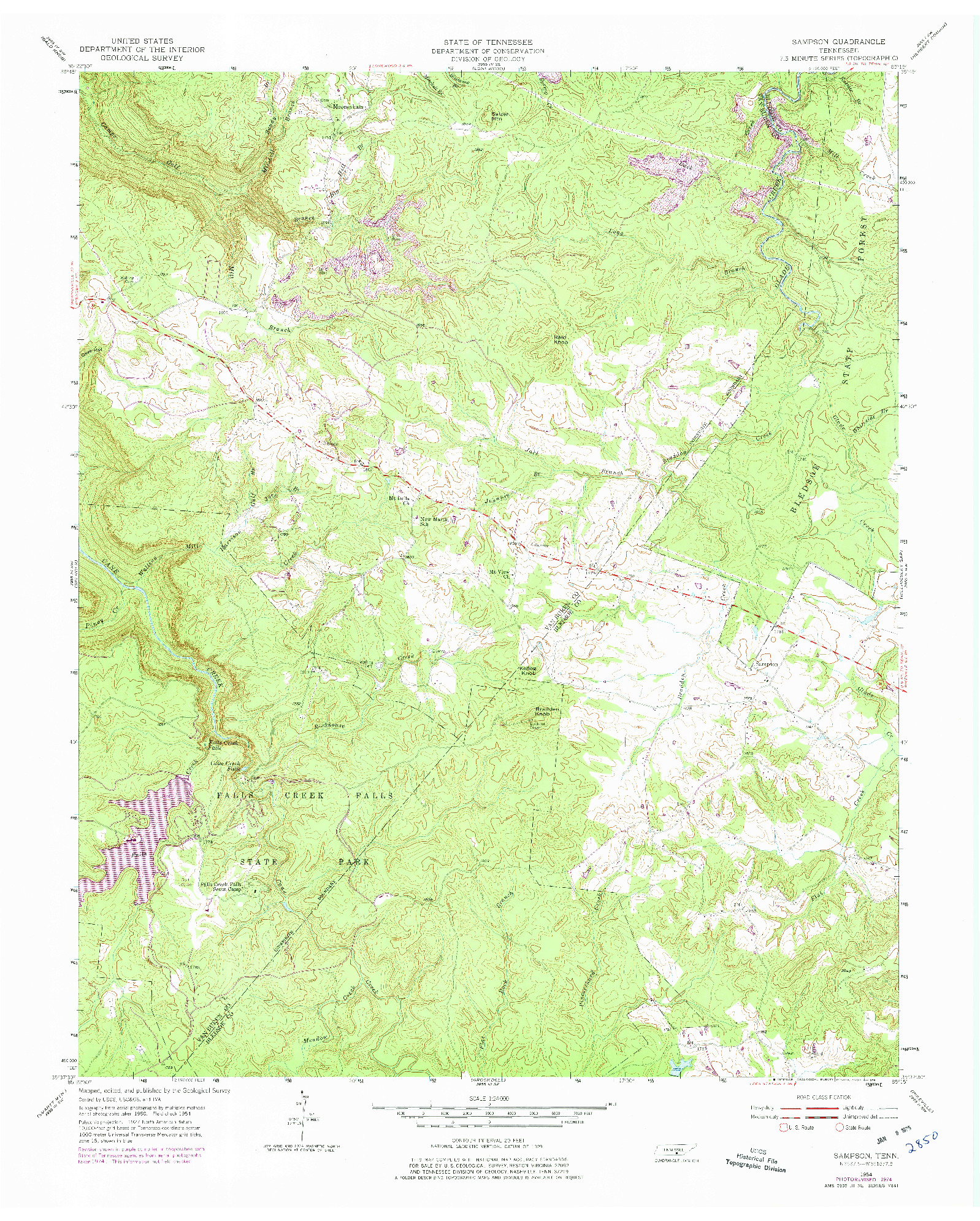 USGS 1:24000-SCALE QUADRANGLE FOR SAMPSON, TN 1954