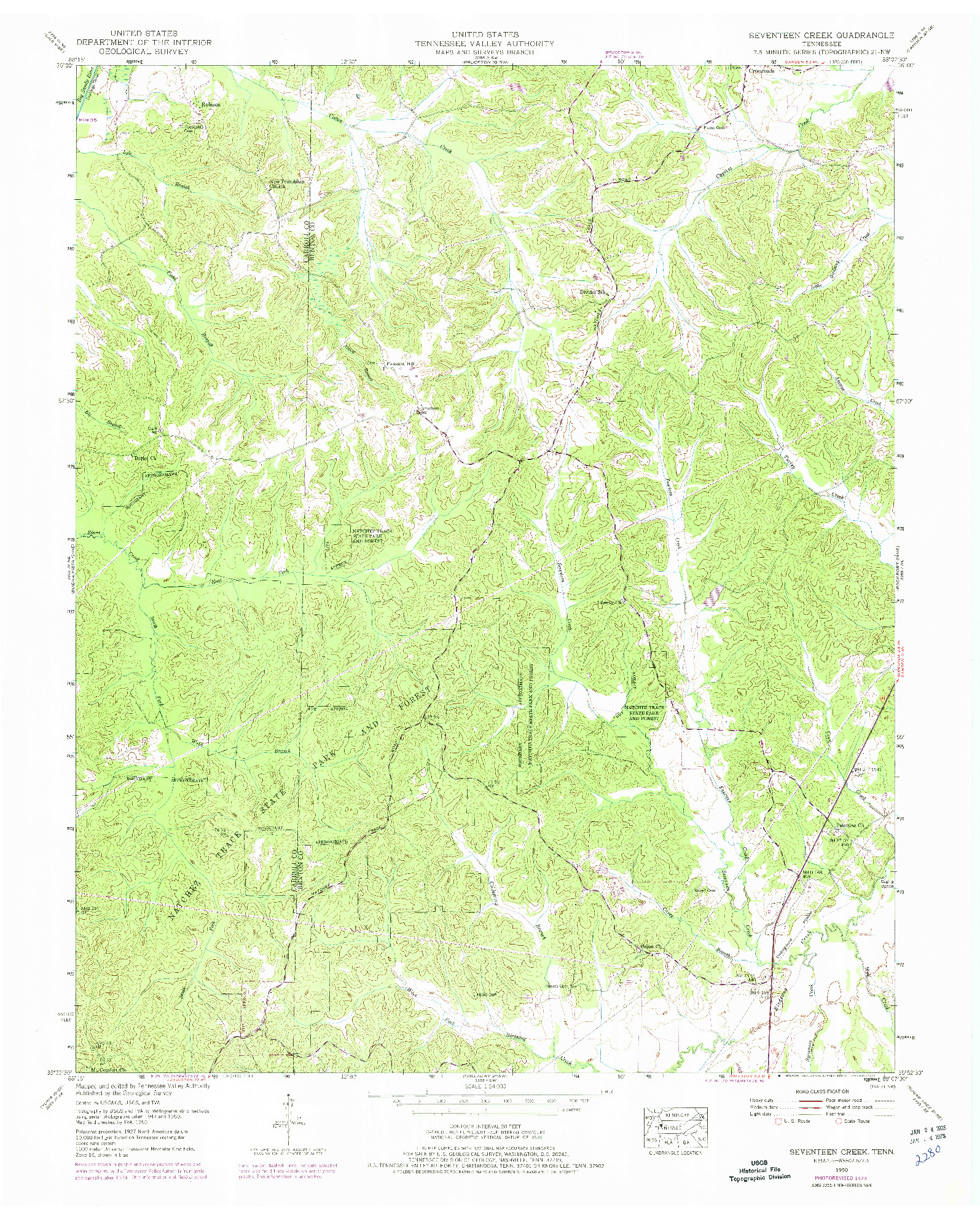 USGS 1:24000-SCALE QUADRANGLE FOR SEVENTEEN CREEK, TN 1950