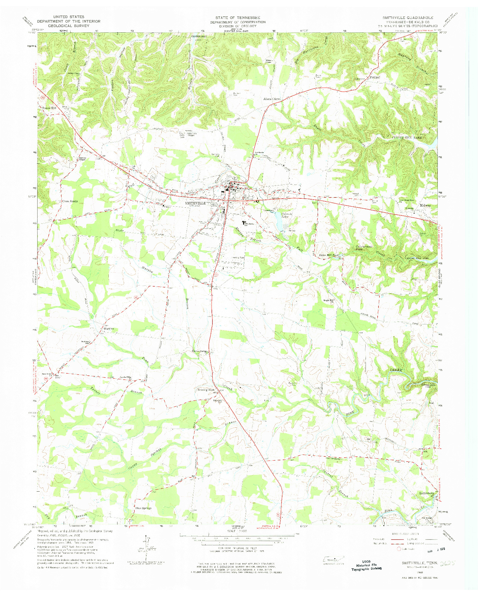 USGS 1:24000-SCALE QUADRANGLE FOR SMITHVILLE, TN 1960