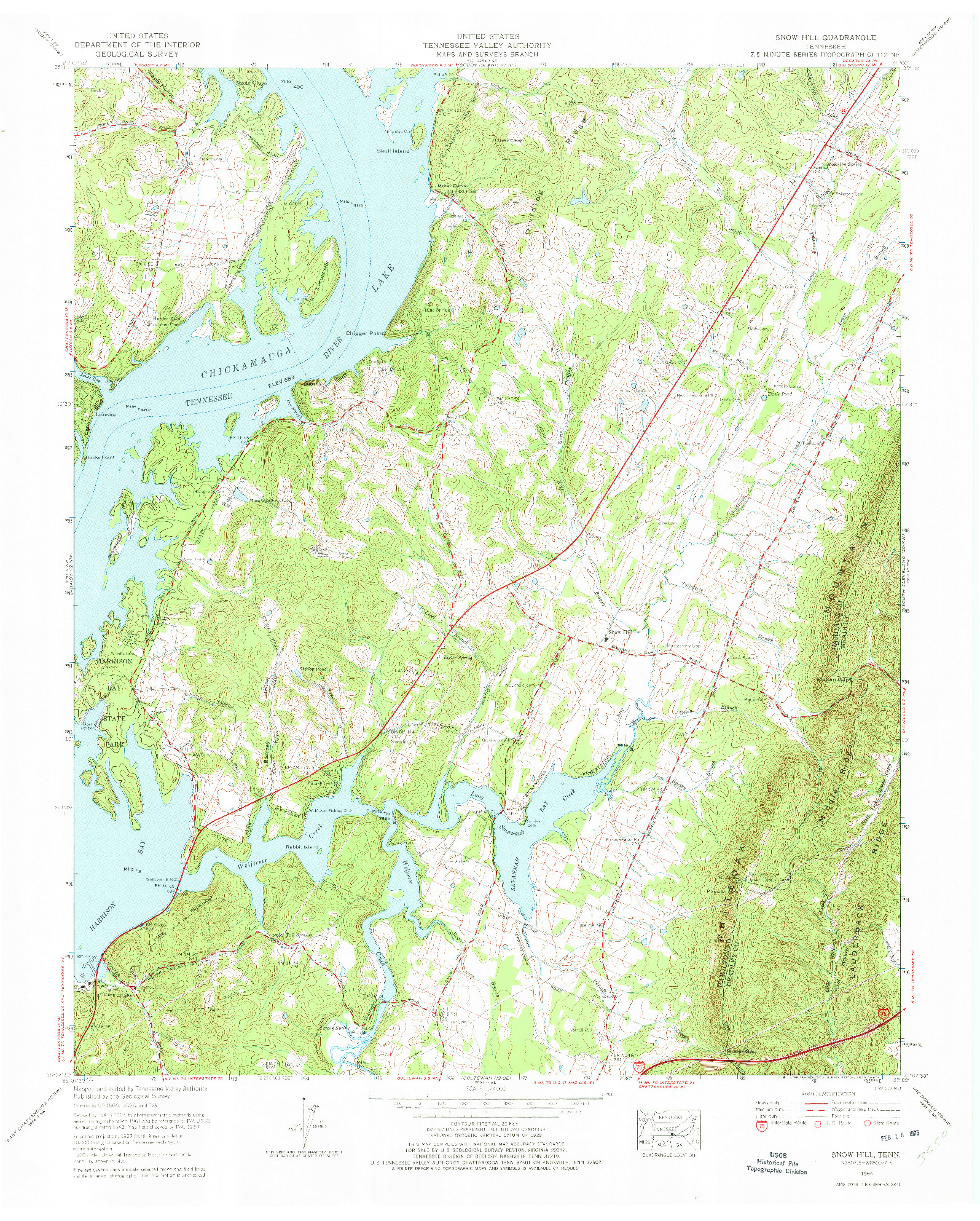 USGS 1:24000-SCALE QUADRANGLE FOR SNOW HILL, TN 1964