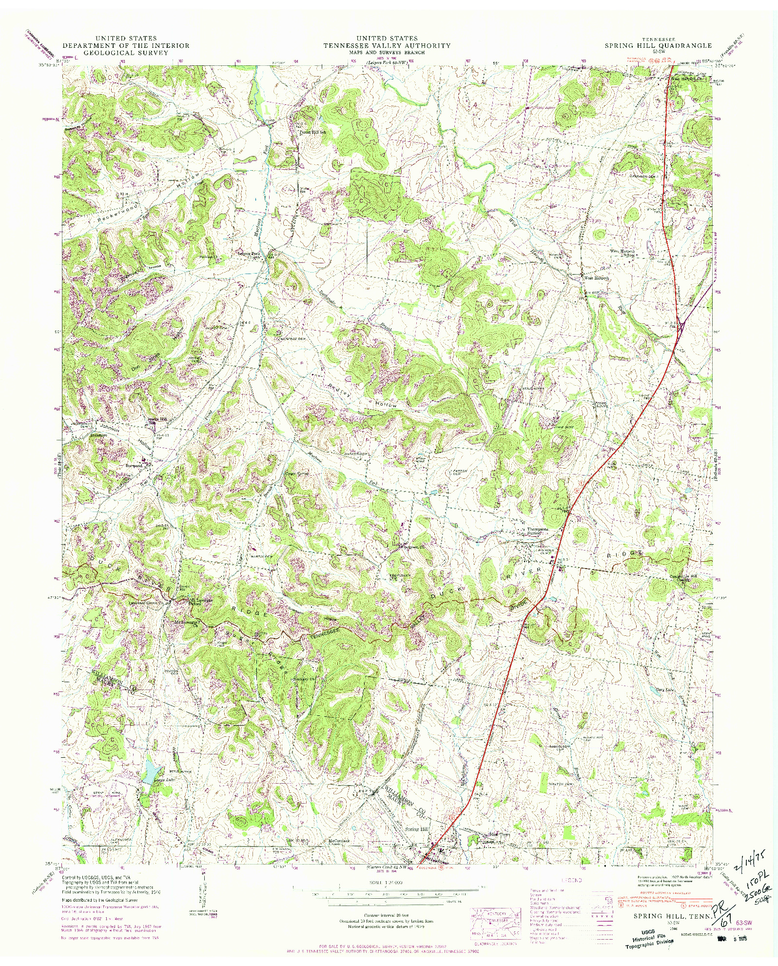 USGS 1:24000-SCALE QUADRANGLE FOR SPRING HILL, TN 1946