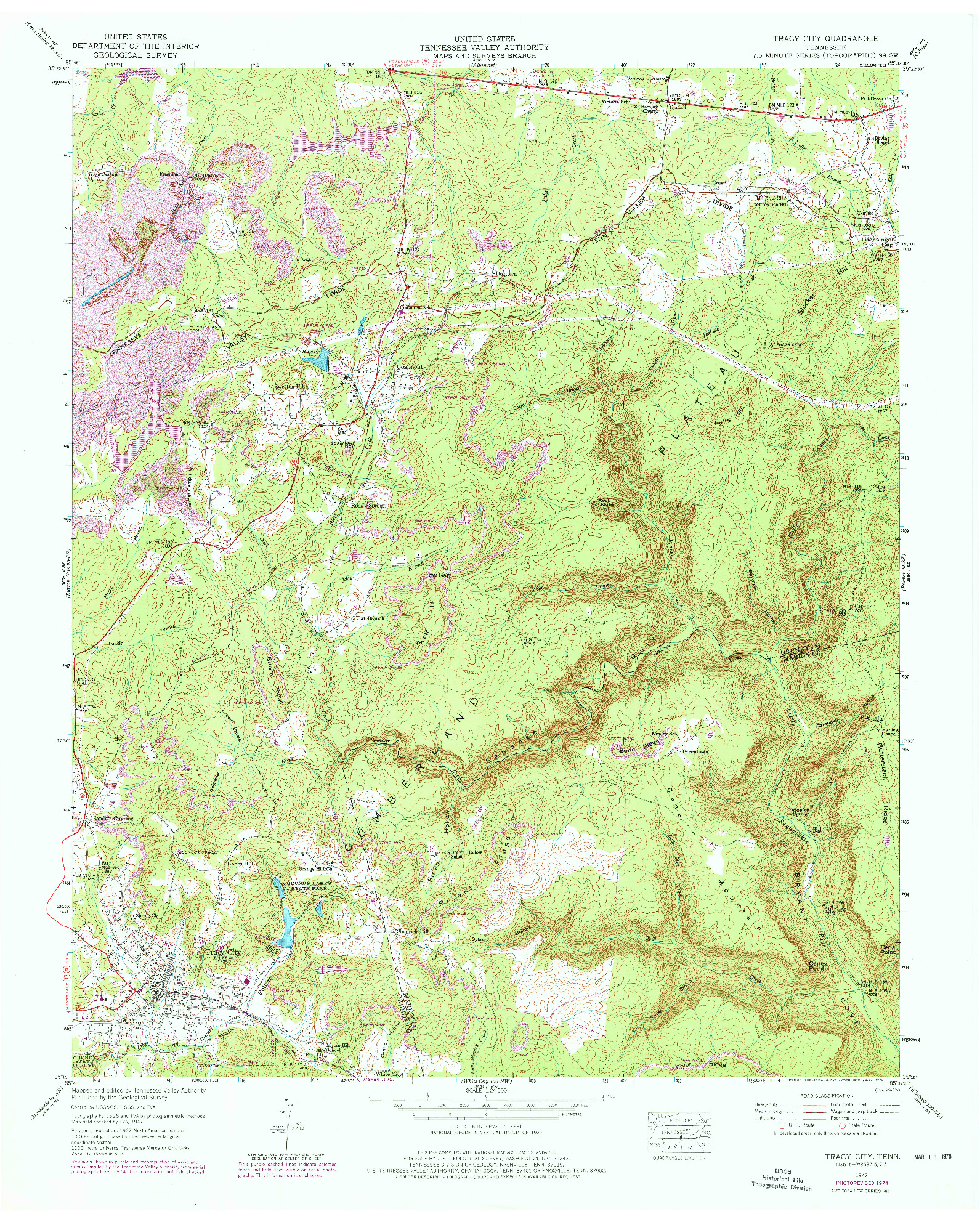 USGS 1:24000-SCALE QUADRANGLE FOR TRACY CITY, TN 1947