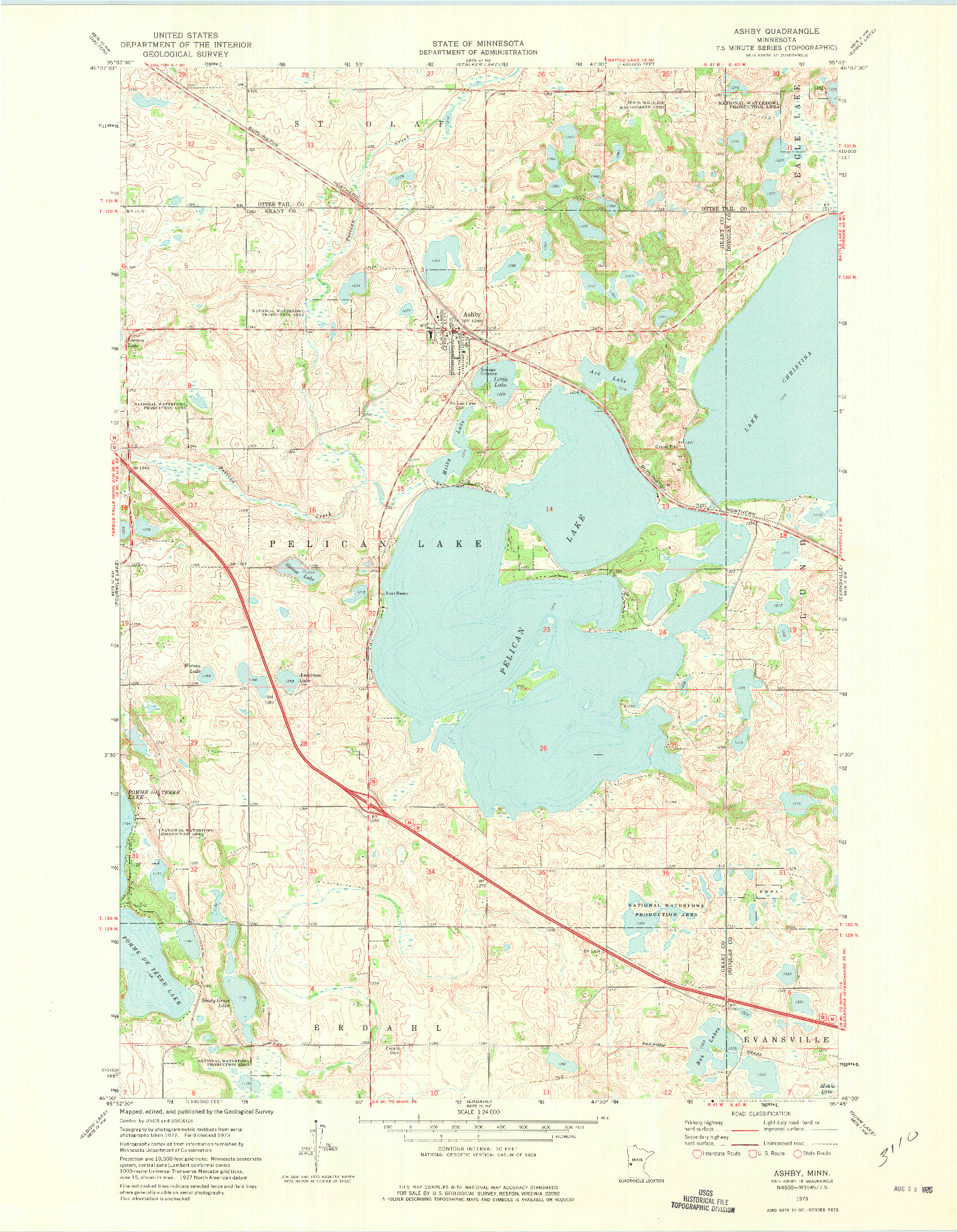 USGS 1:24000-SCALE QUADRANGLE FOR ASHBY, MN 1973