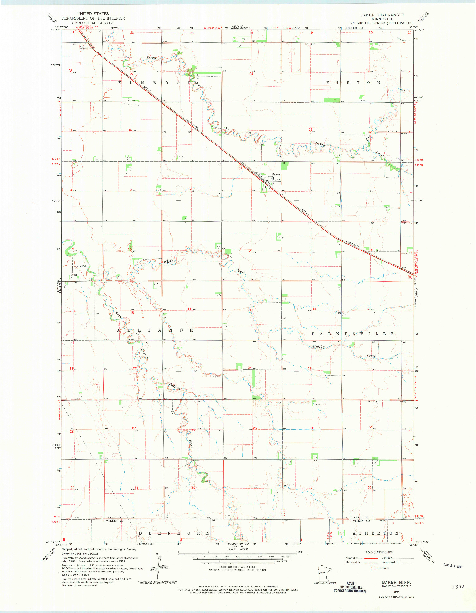USGS 1:24000-SCALE QUADRANGLE FOR BAKER, MN 1964