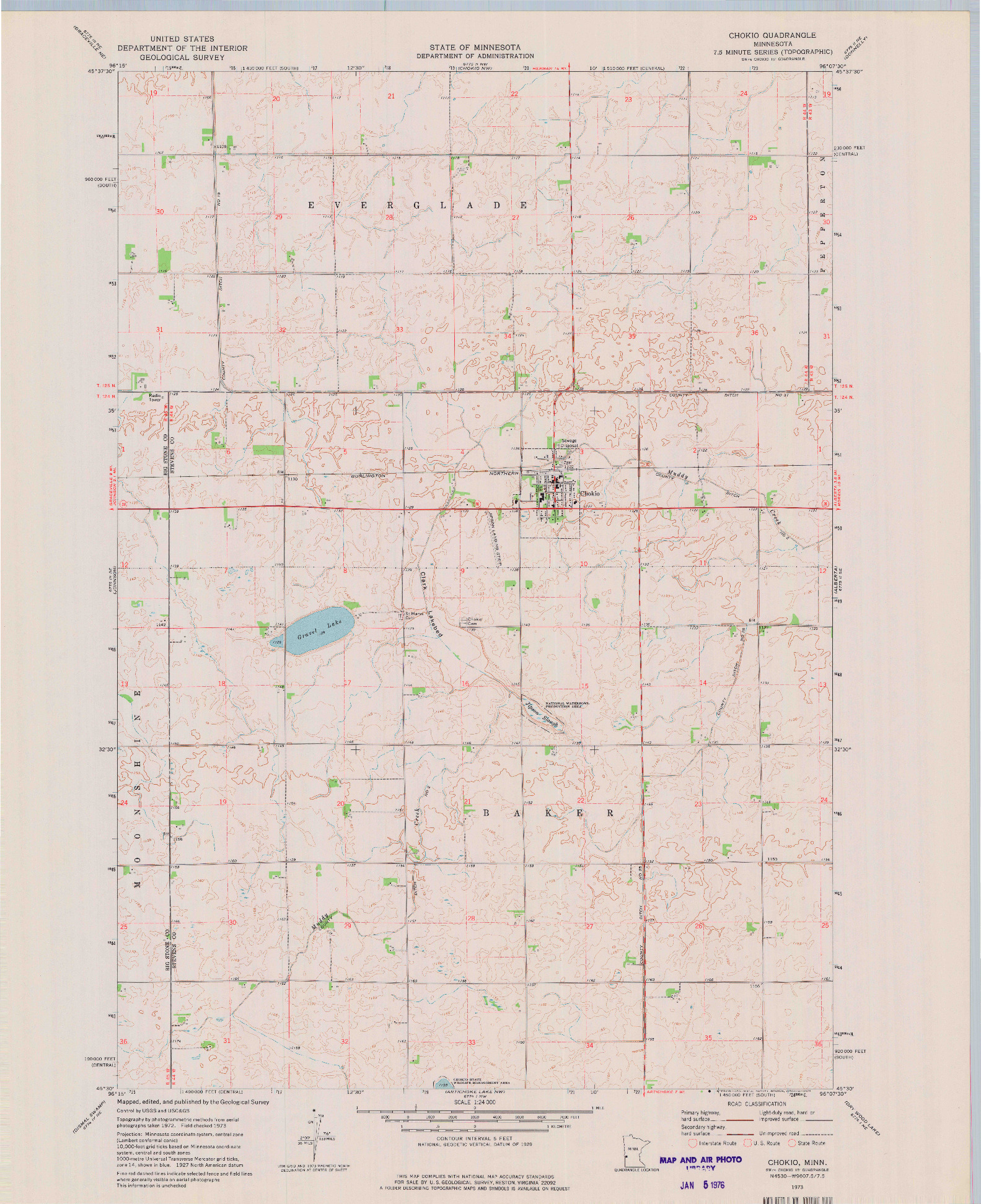 USGS 1:24000-SCALE QUADRANGLE FOR CHOKIO, MN 1973