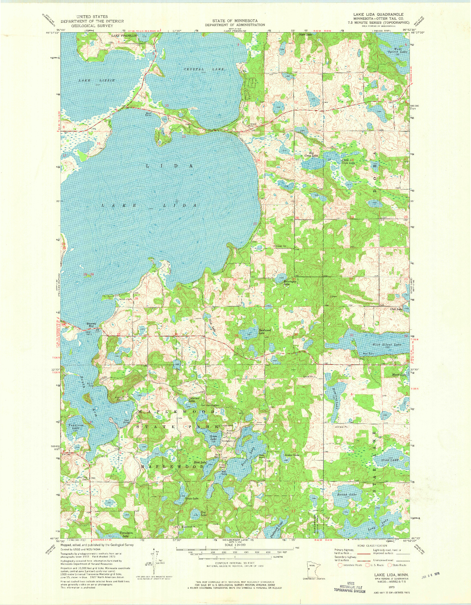 USGS 1:24000-SCALE QUADRANGLE FOR LAKE LIDA, MN 1973