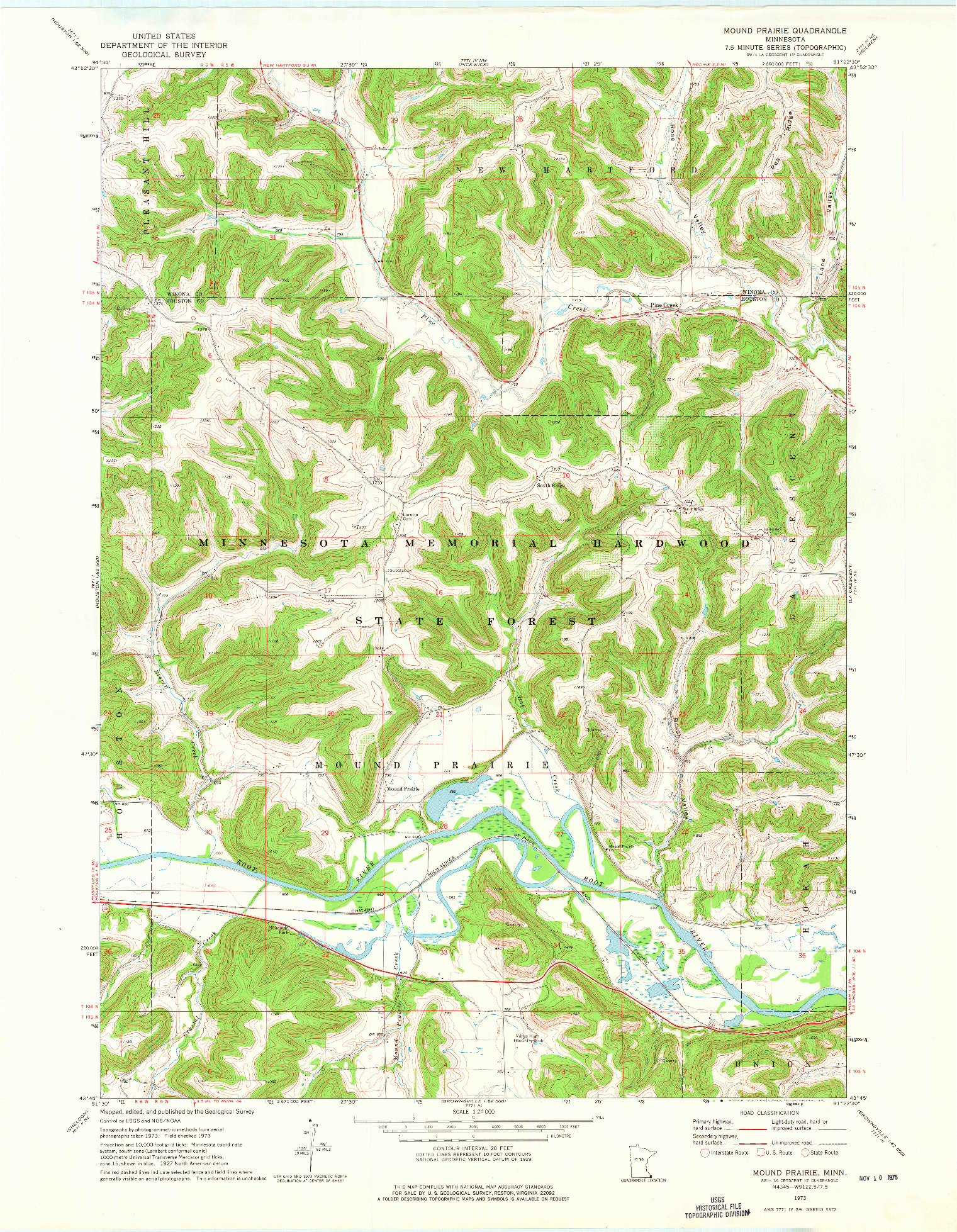 USGS 1:24000-SCALE QUADRANGLE FOR MOUND PRAIRIE, MN 1973