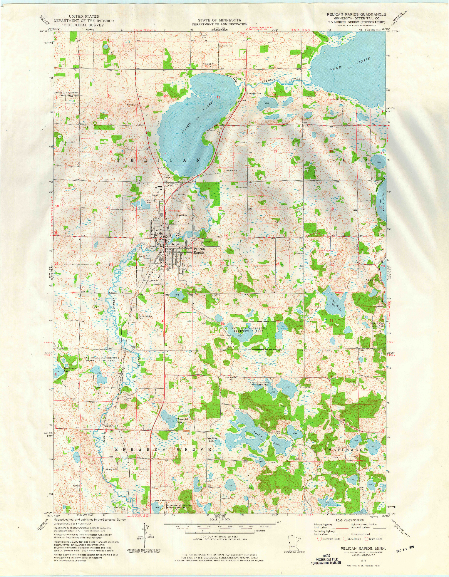 USGS 1:24000-SCALE QUADRANGLE FOR PELICAN RAPIDS, MN 1973