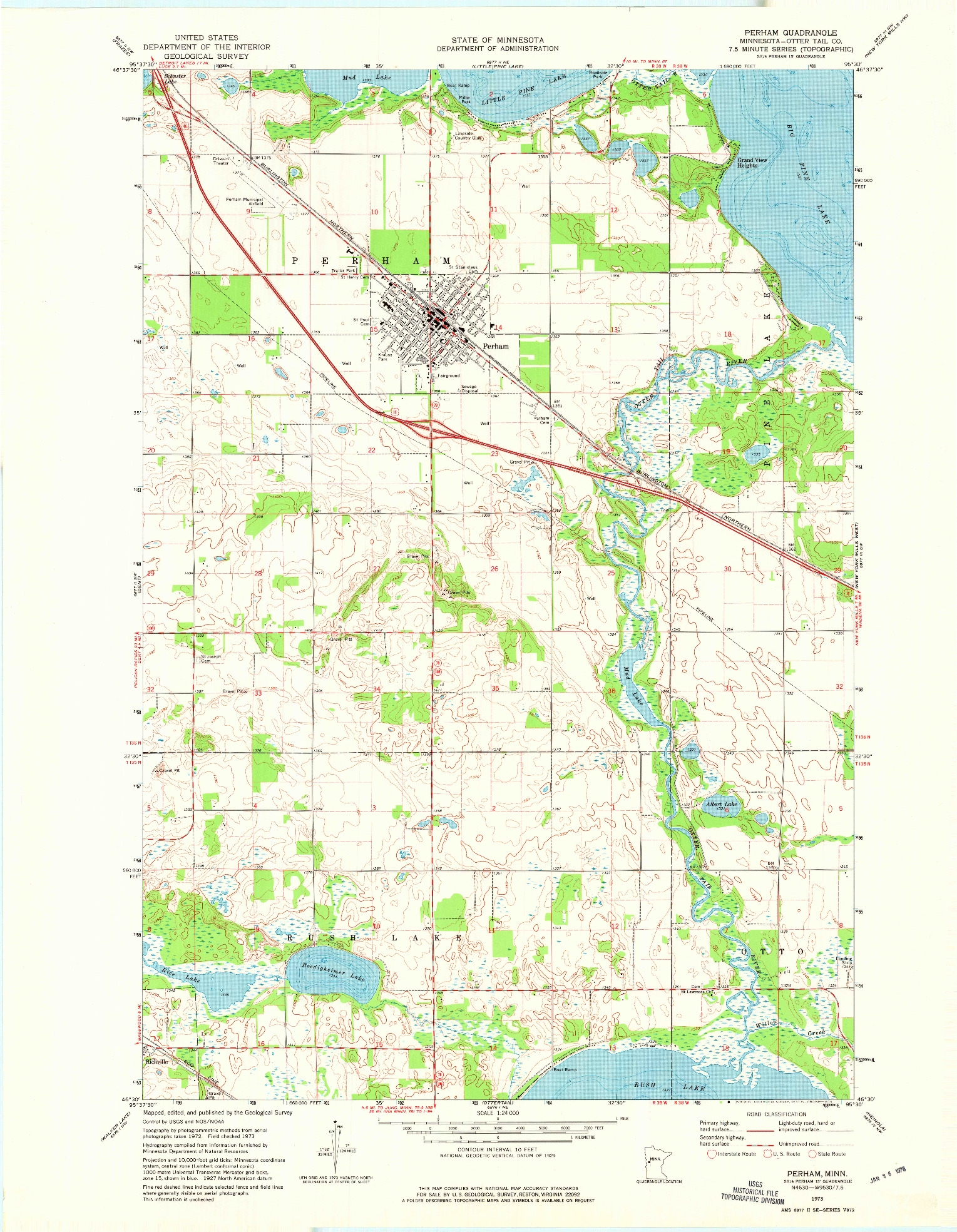 USGS 1:24000-SCALE QUADRANGLE FOR PERHAM, MN 1973