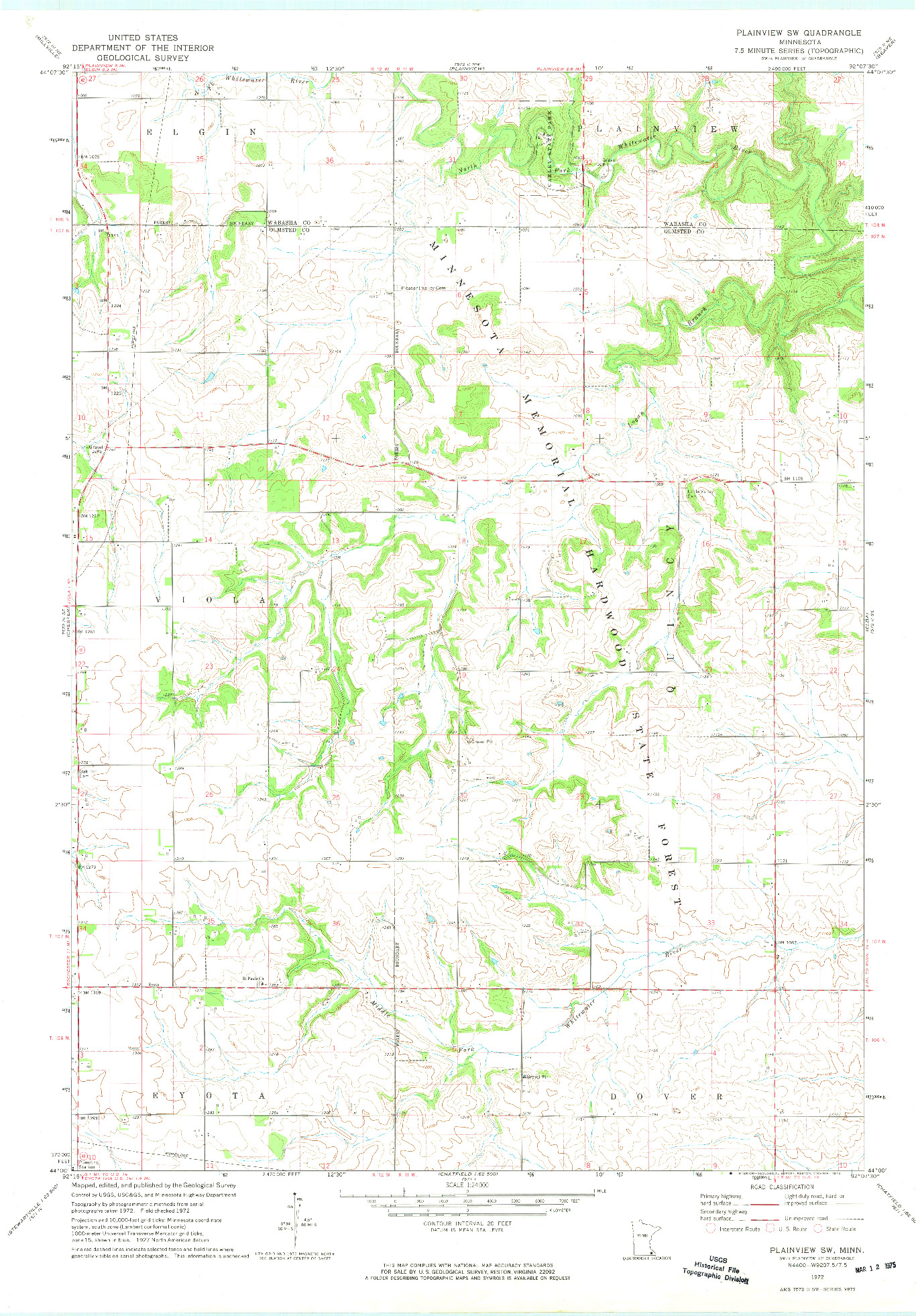 USGS 1:24000-SCALE QUADRANGLE FOR PLAINVIEW SW, MN 1972