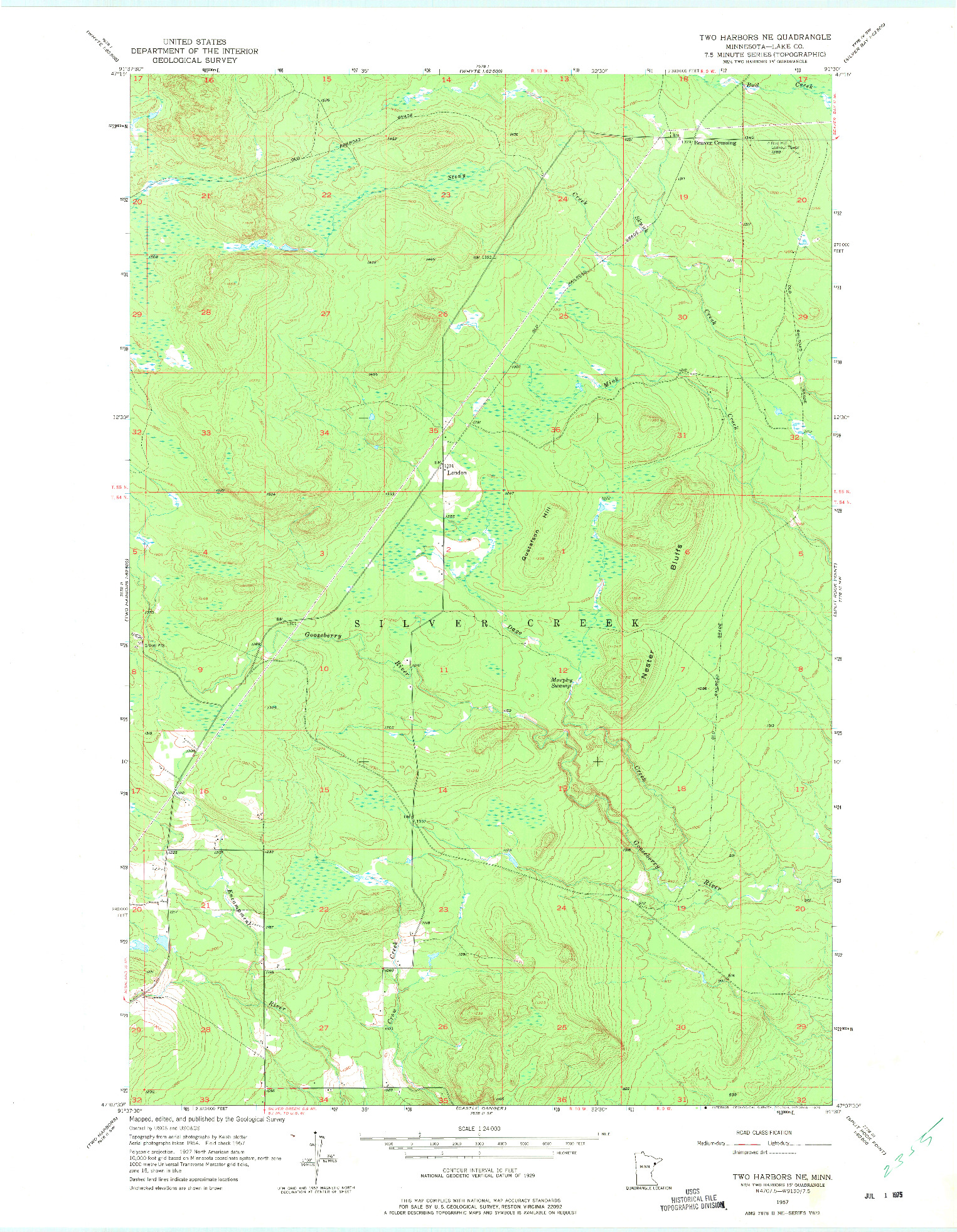 USGS 1:24000-SCALE QUADRANGLE FOR TWO HARBORS NE, MN 1957