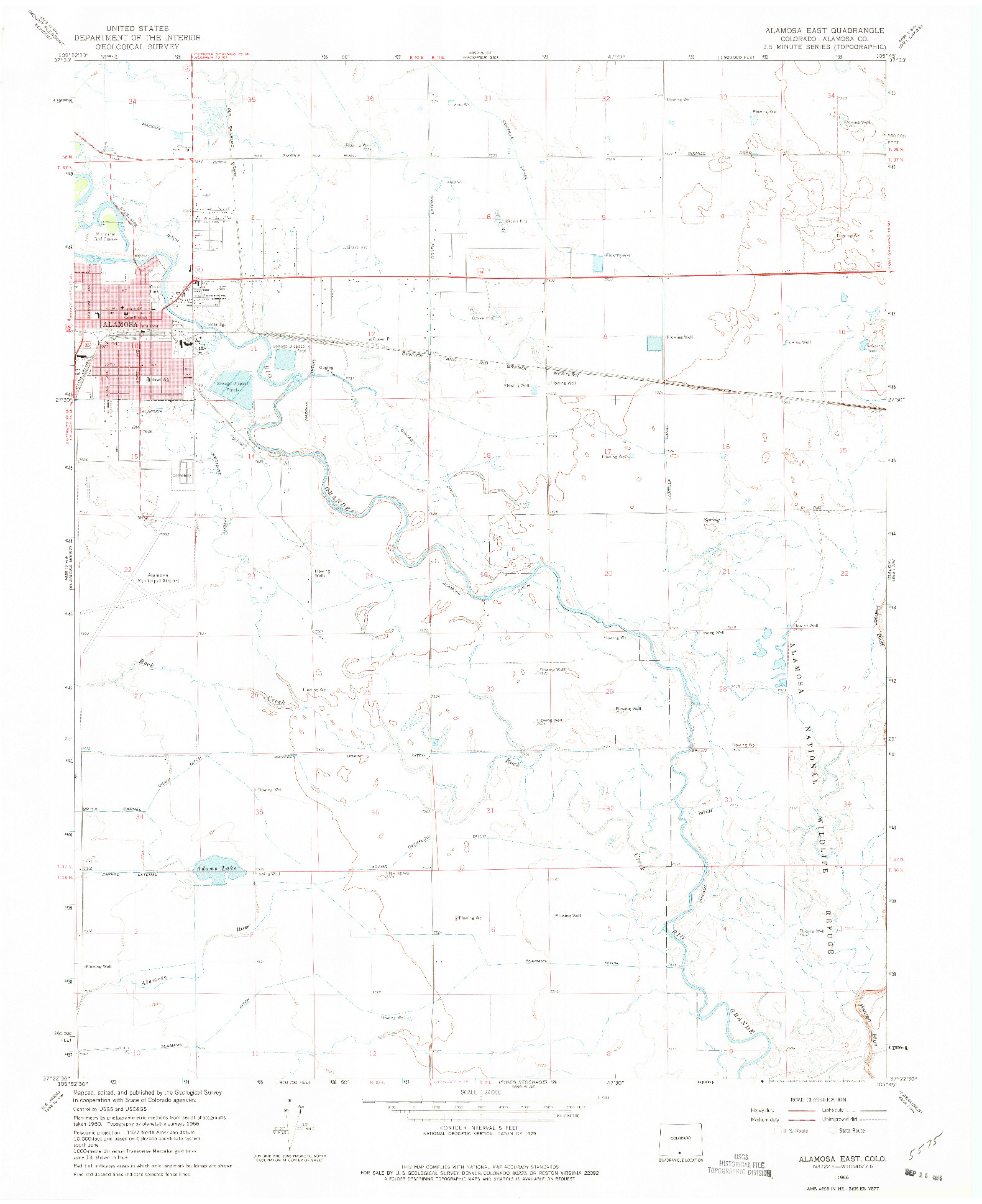 USGS 1:24000-SCALE QUADRANGLE FOR ALAMOSA EAST, CO 1966