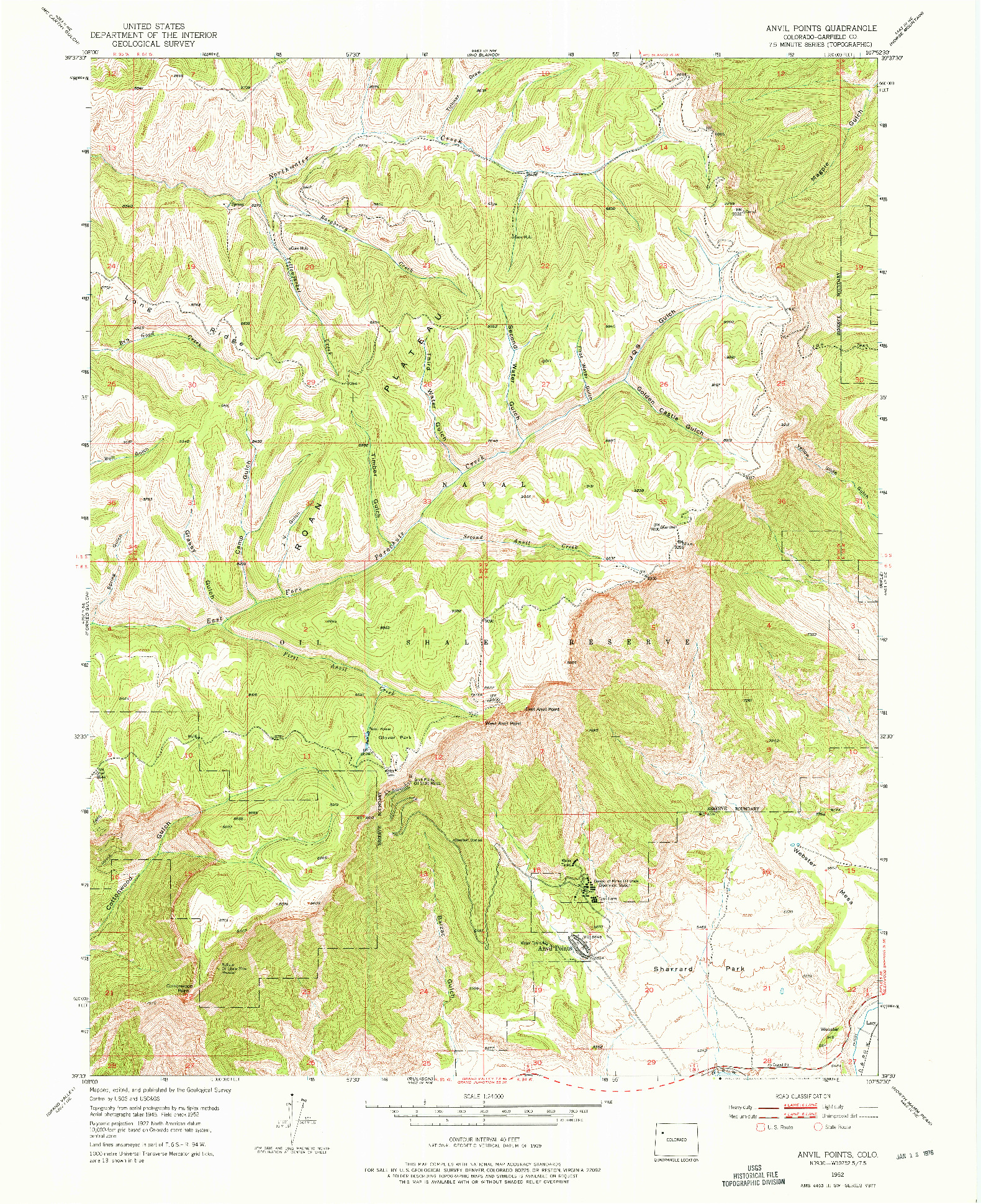 USGS 1:24000-SCALE QUADRANGLE FOR ANVIL POINTS, CO 1952