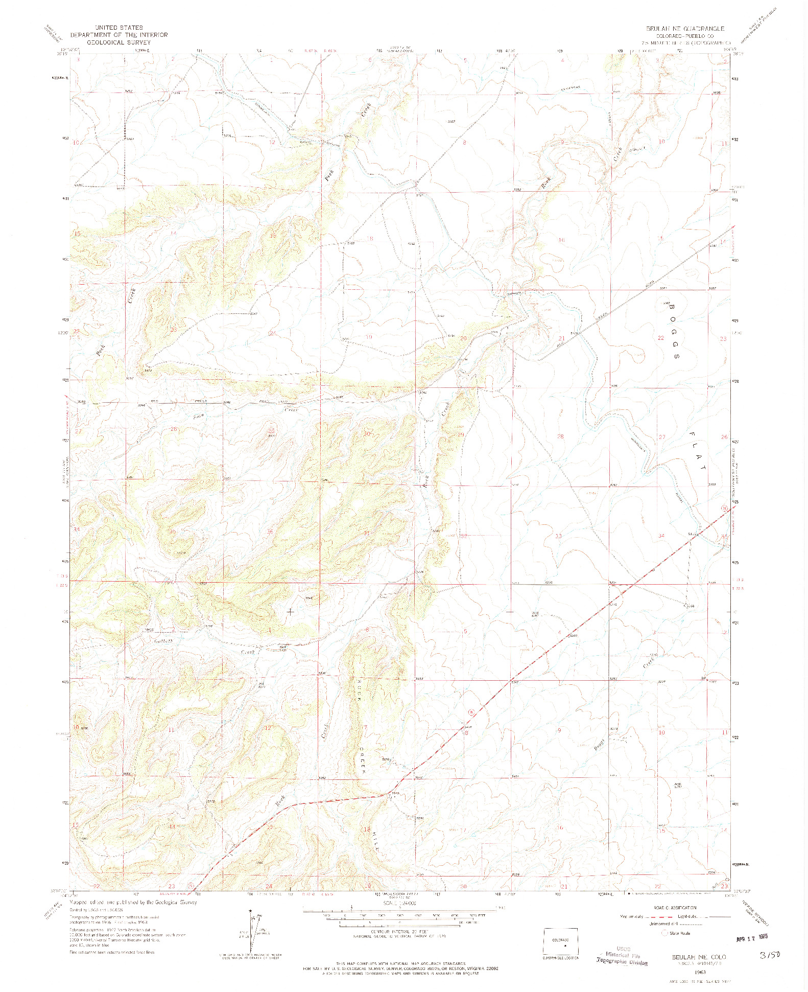 USGS 1:24000-SCALE QUADRANGLE FOR BEULAH NE, CO 1963