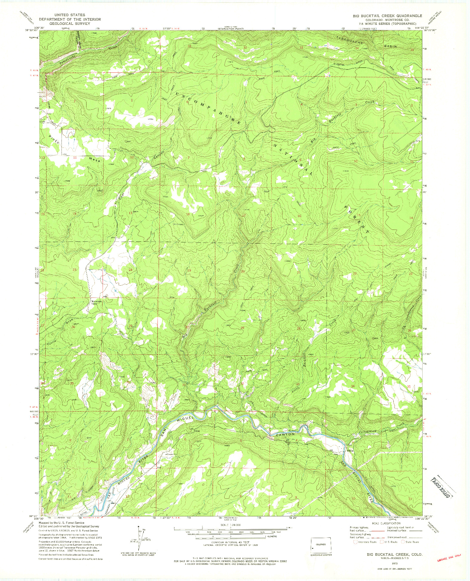 USGS 1:24000-SCALE QUADRANGLE FOR BIG BUCKTAIL CREEK, CO 1973