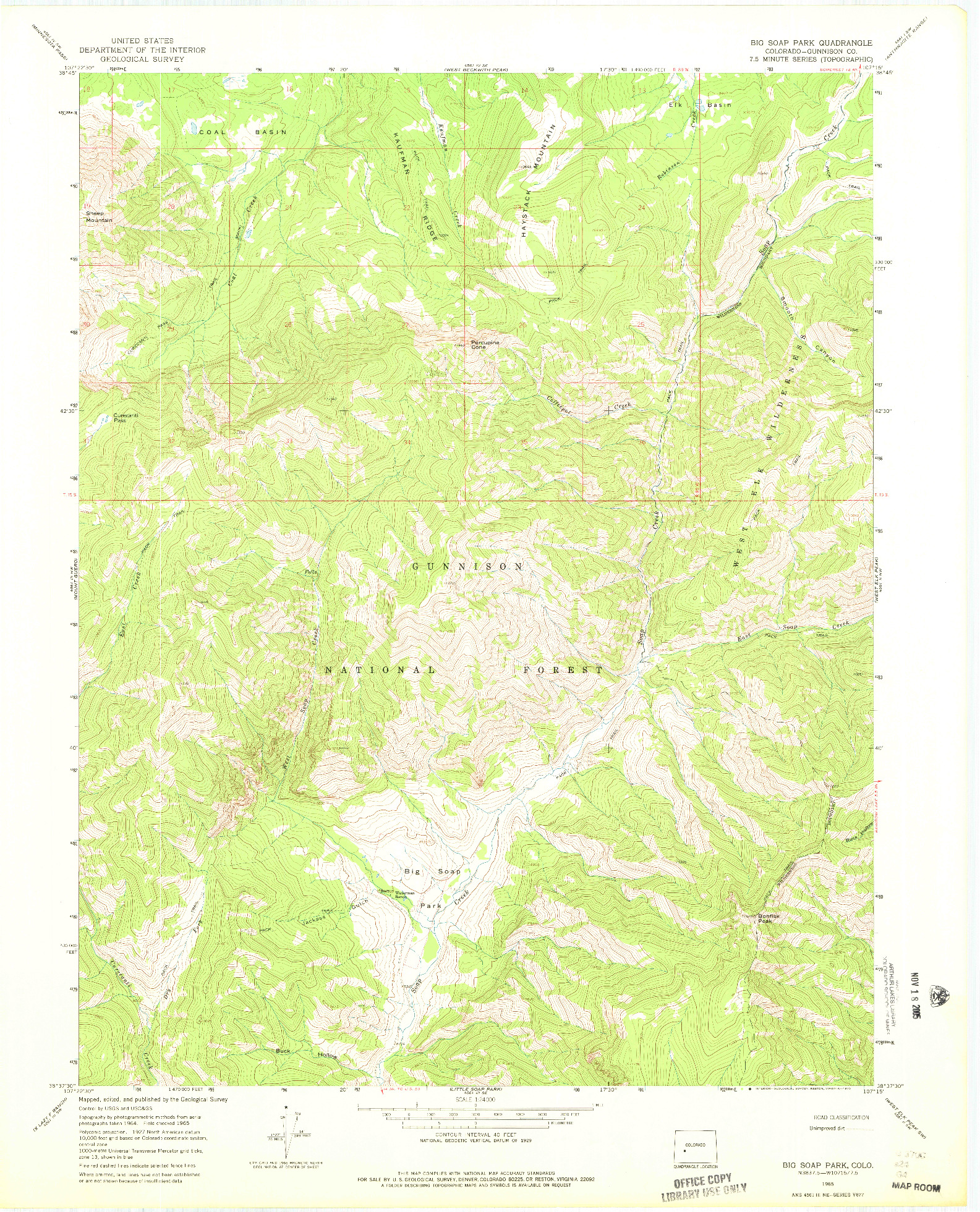 USGS 1:24000-SCALE QUADRANGLE FOR BIG SOAP PARK, CO 1965