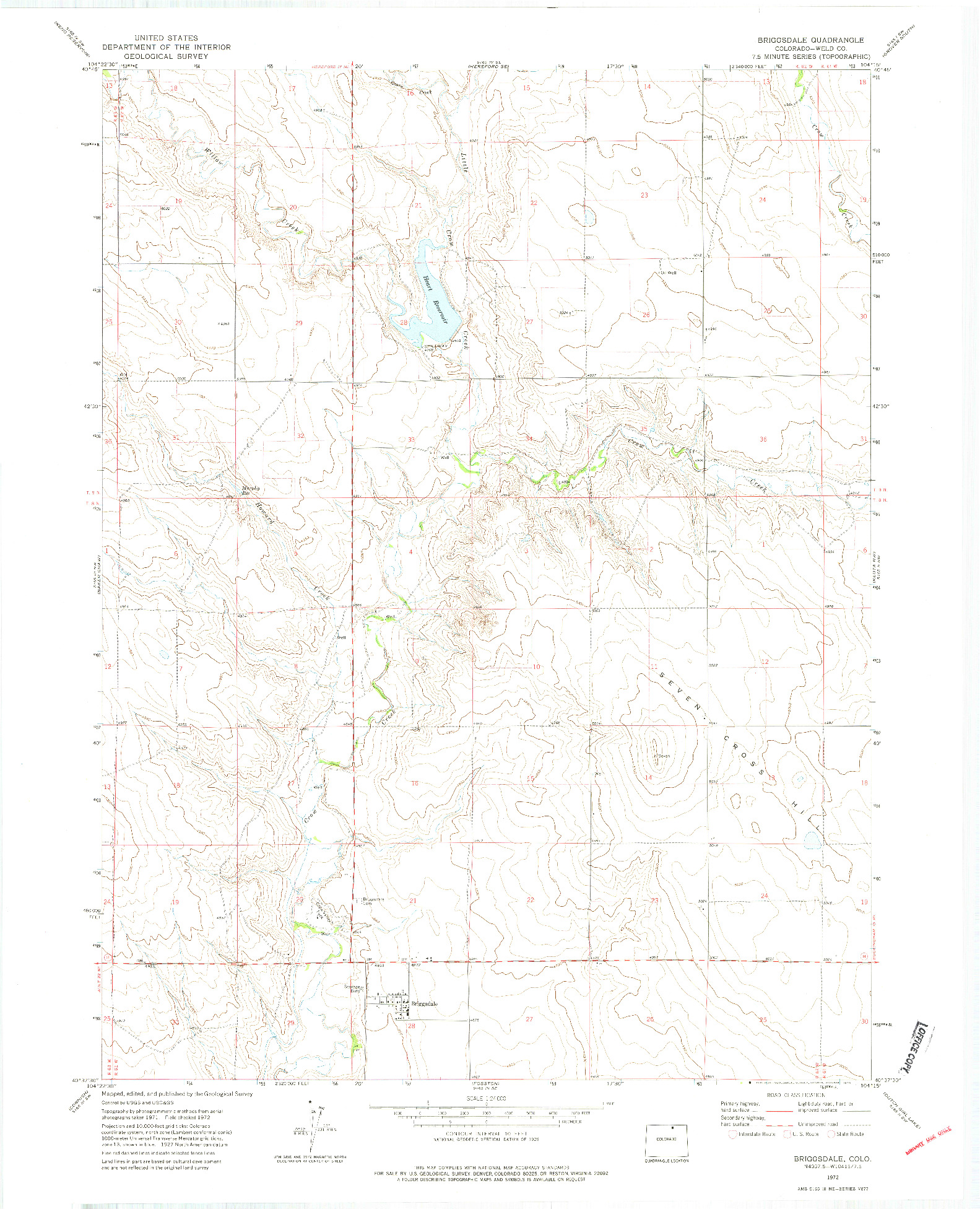 USGS 1:24000-SCALE QUADRANGLE FOR BRIGGSDALE, CO 1972