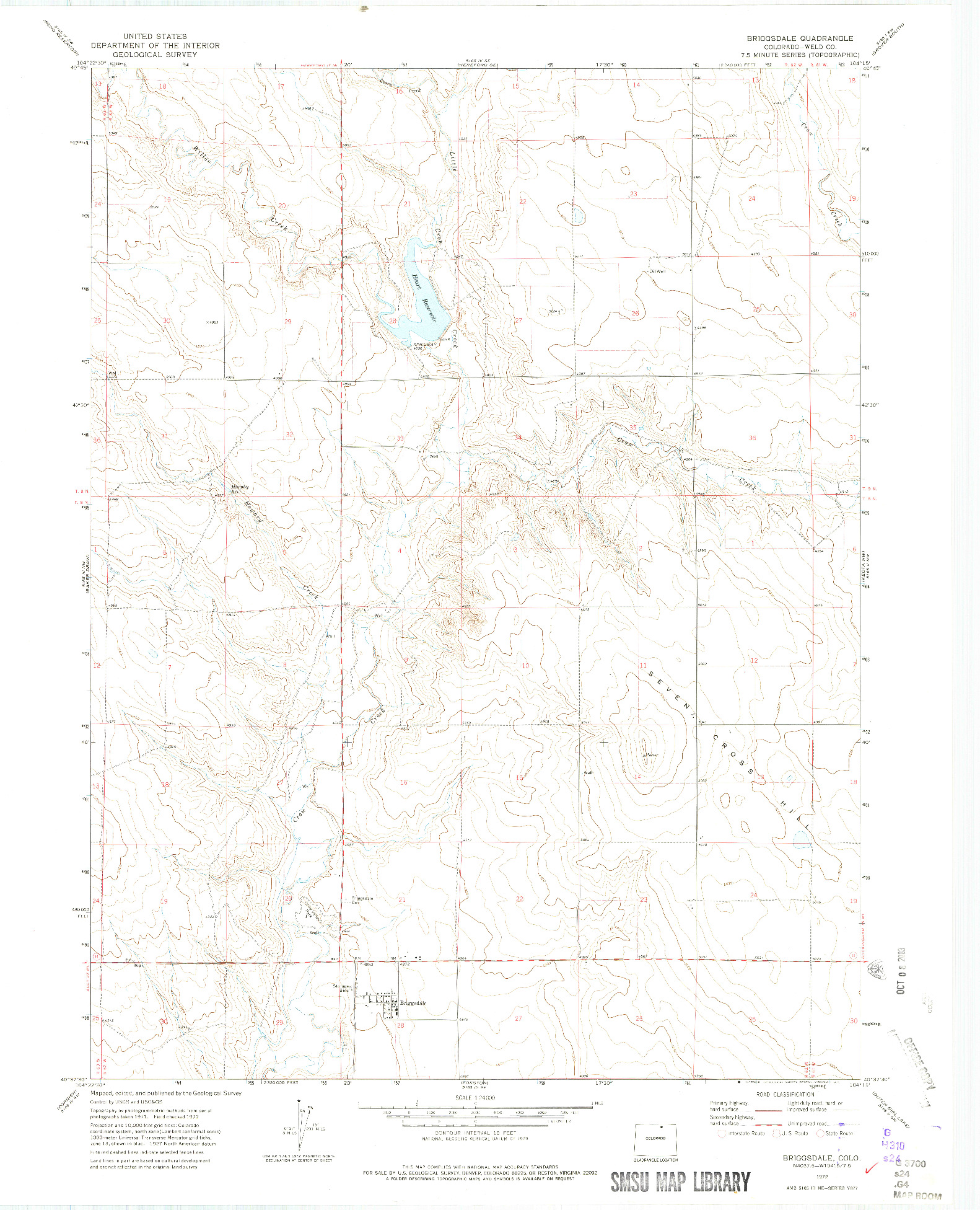 USGS 1:24000-SCALE QUADRANGLE FOR BRIGGSDALE, CO 1972