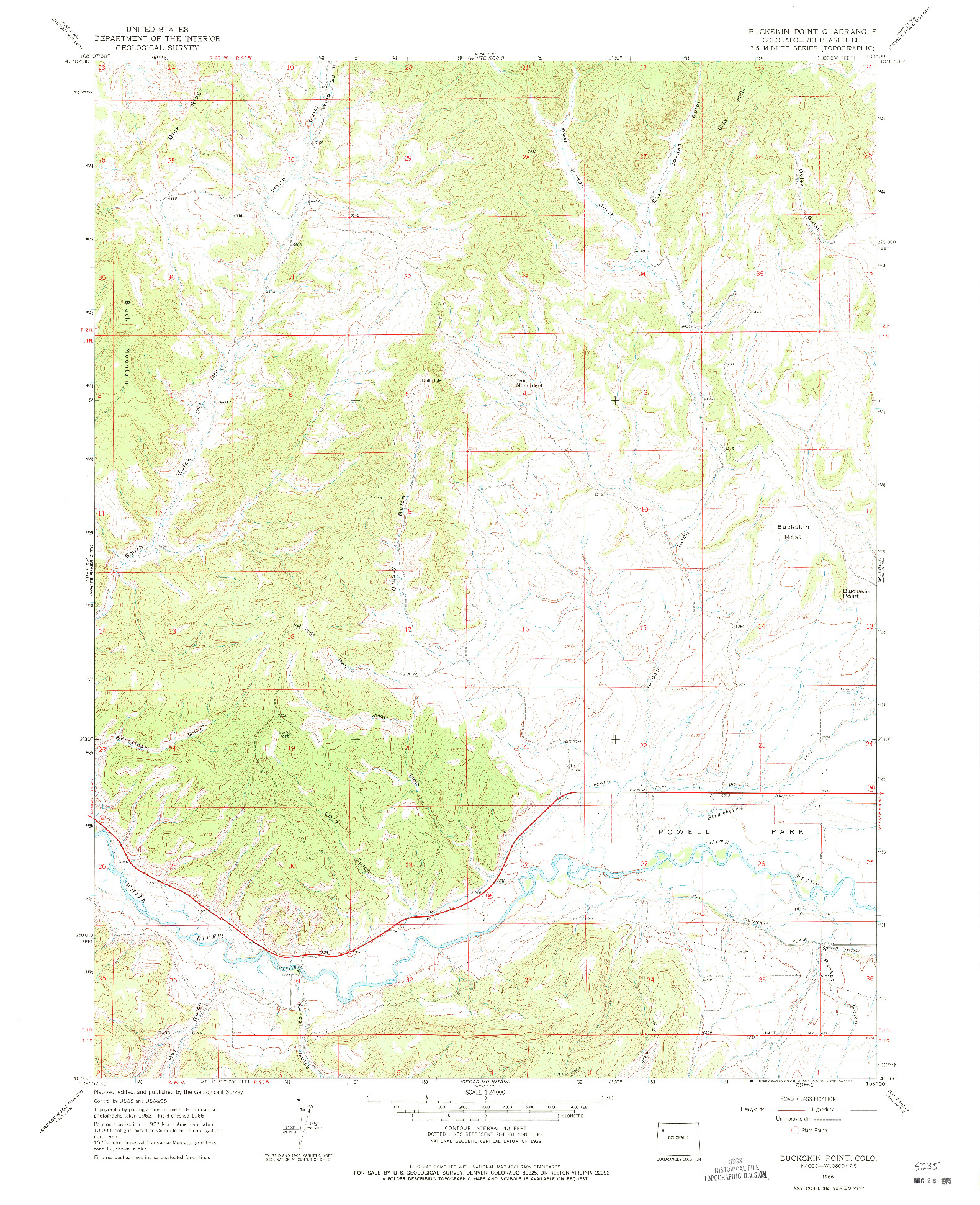 USGS 1:24000-SCALE QUADRANGLE FOR BUCKSKIN POINT, CO 1966