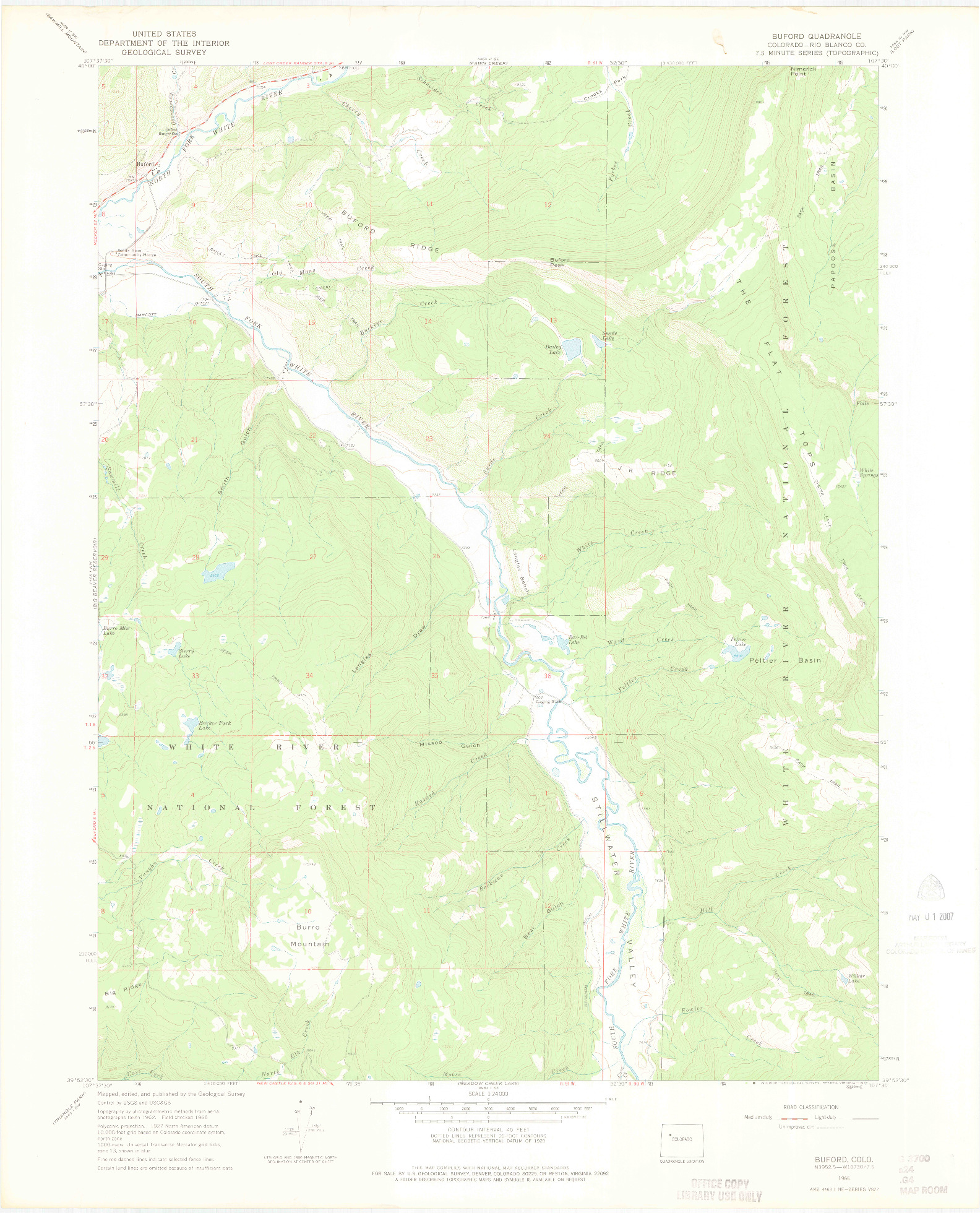 USGS 1:24000-SCALE QUADRANGLE FOR BUFORD, CO 1966