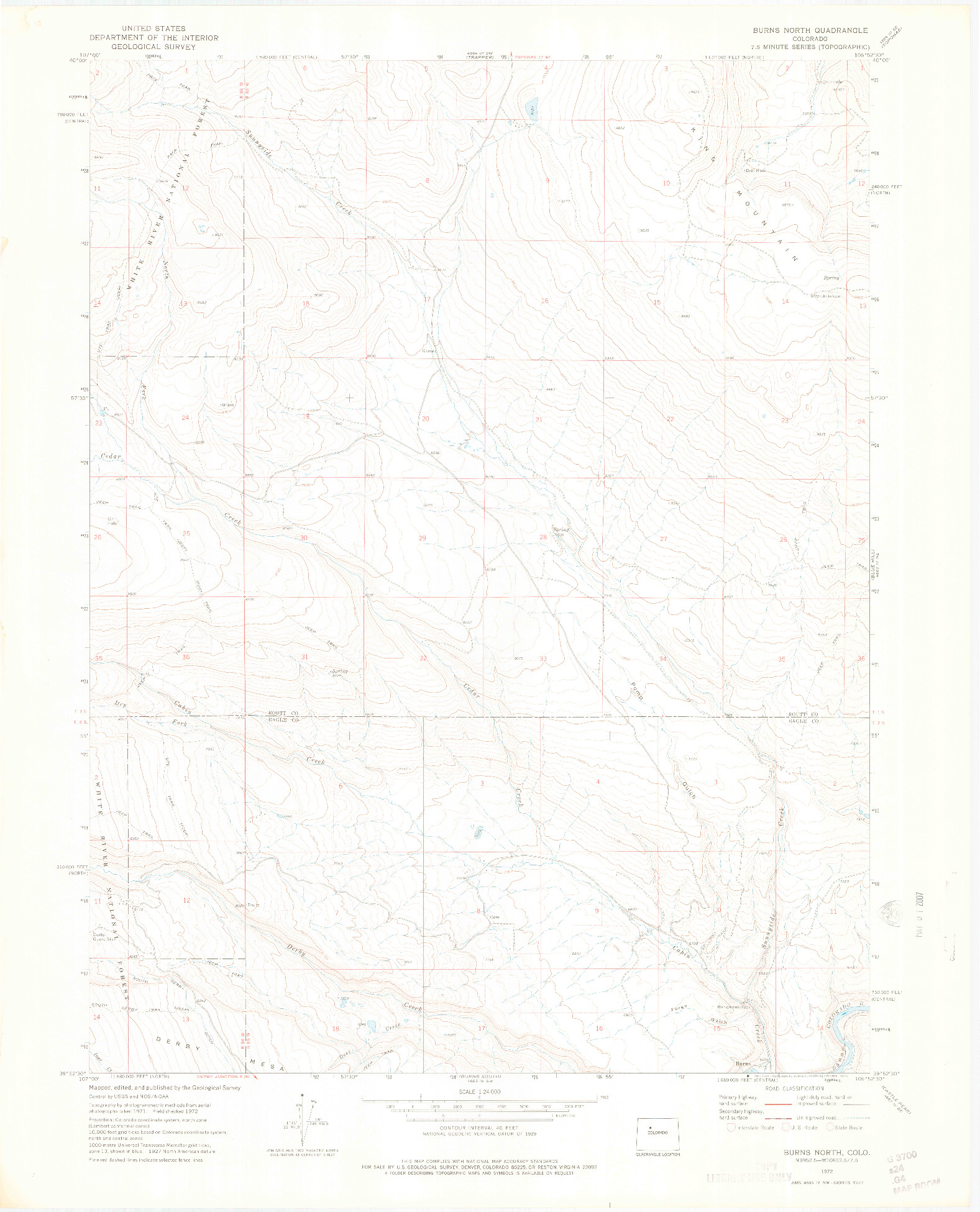 USGS 1:24000-SCALE QUADRANGLE FOR BURNS NORTH, CO 1972