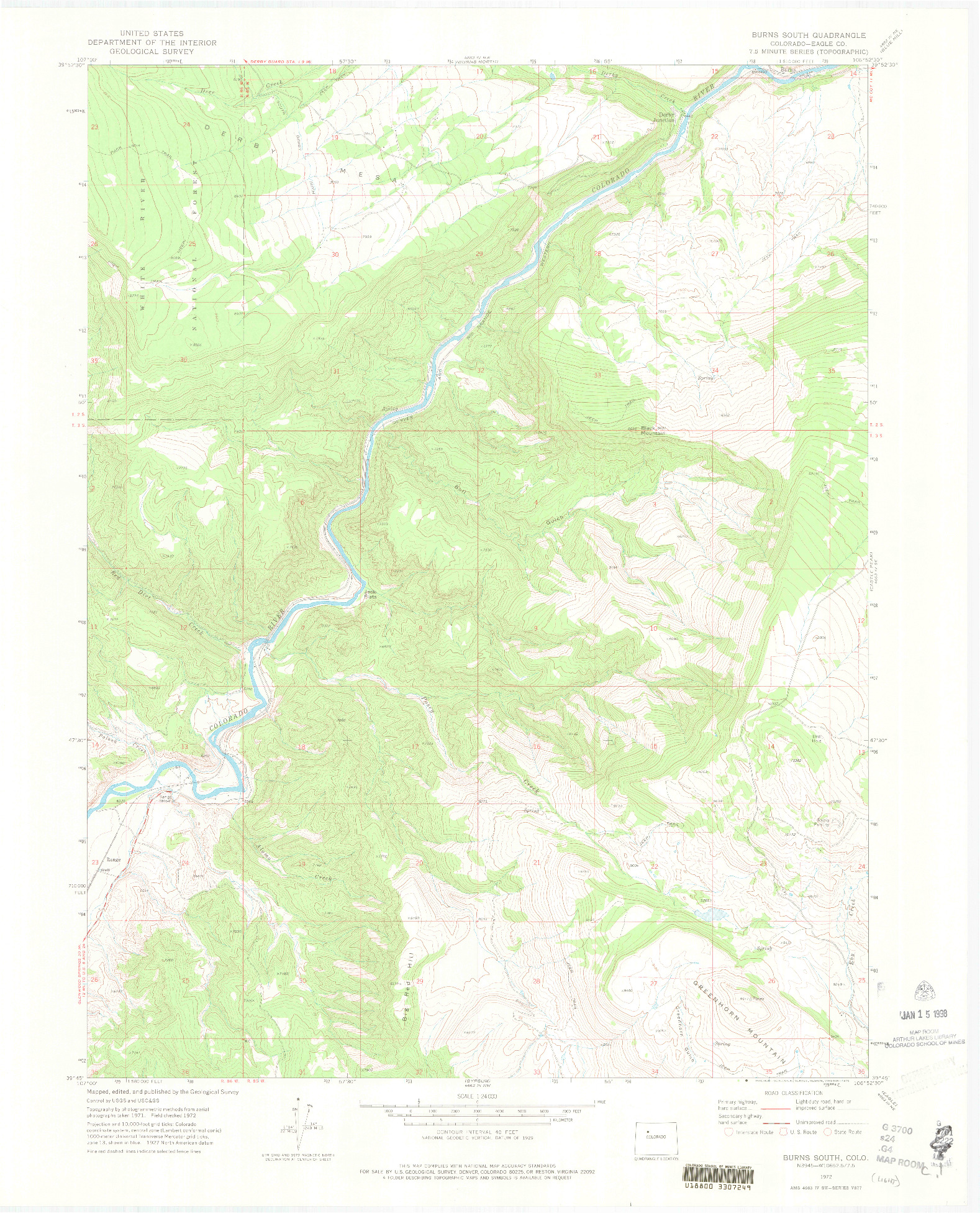 USGS 1:24000-SCALE QUADRANGLE FOR BURNS SOUTH, CO 1972