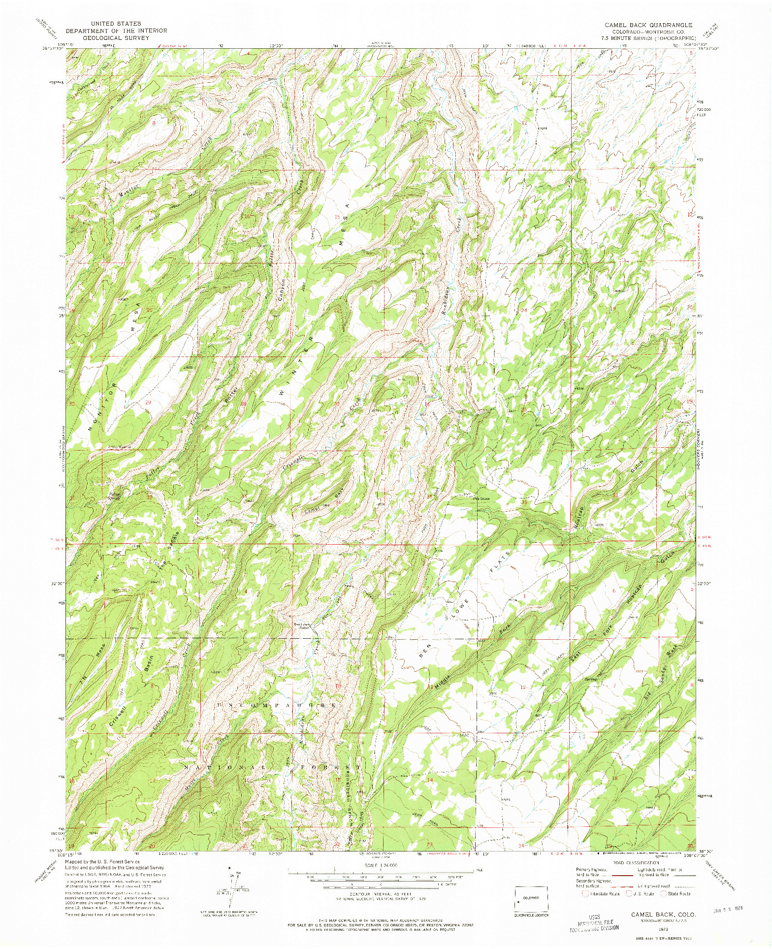 USGS 1:24000-SCALE QUADRANGLE FOR CAMEL BACK, CO 1973