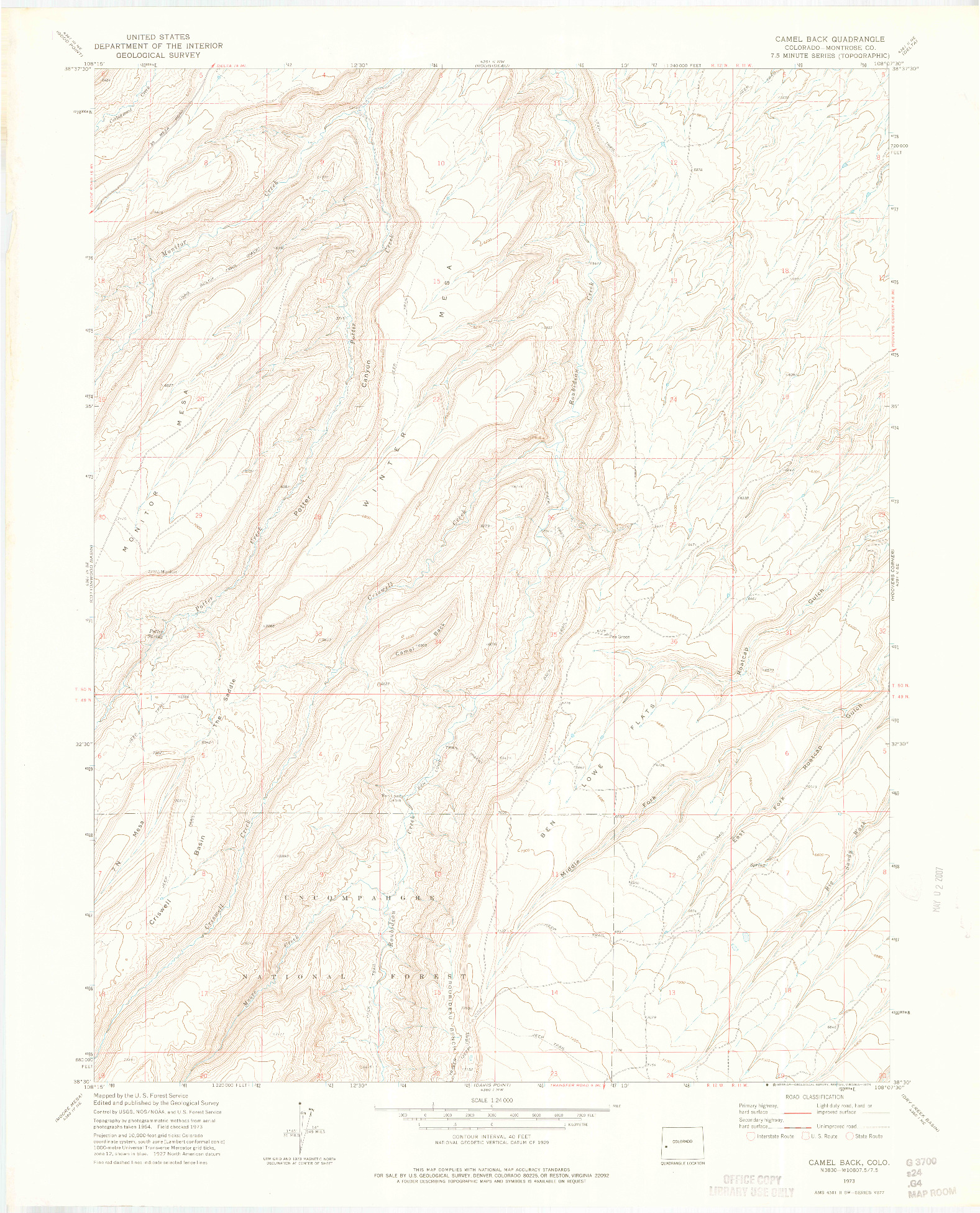 USGS 1:24000-SCALE QUADRANGLE FOR CAMEL BACK, CO 1973
