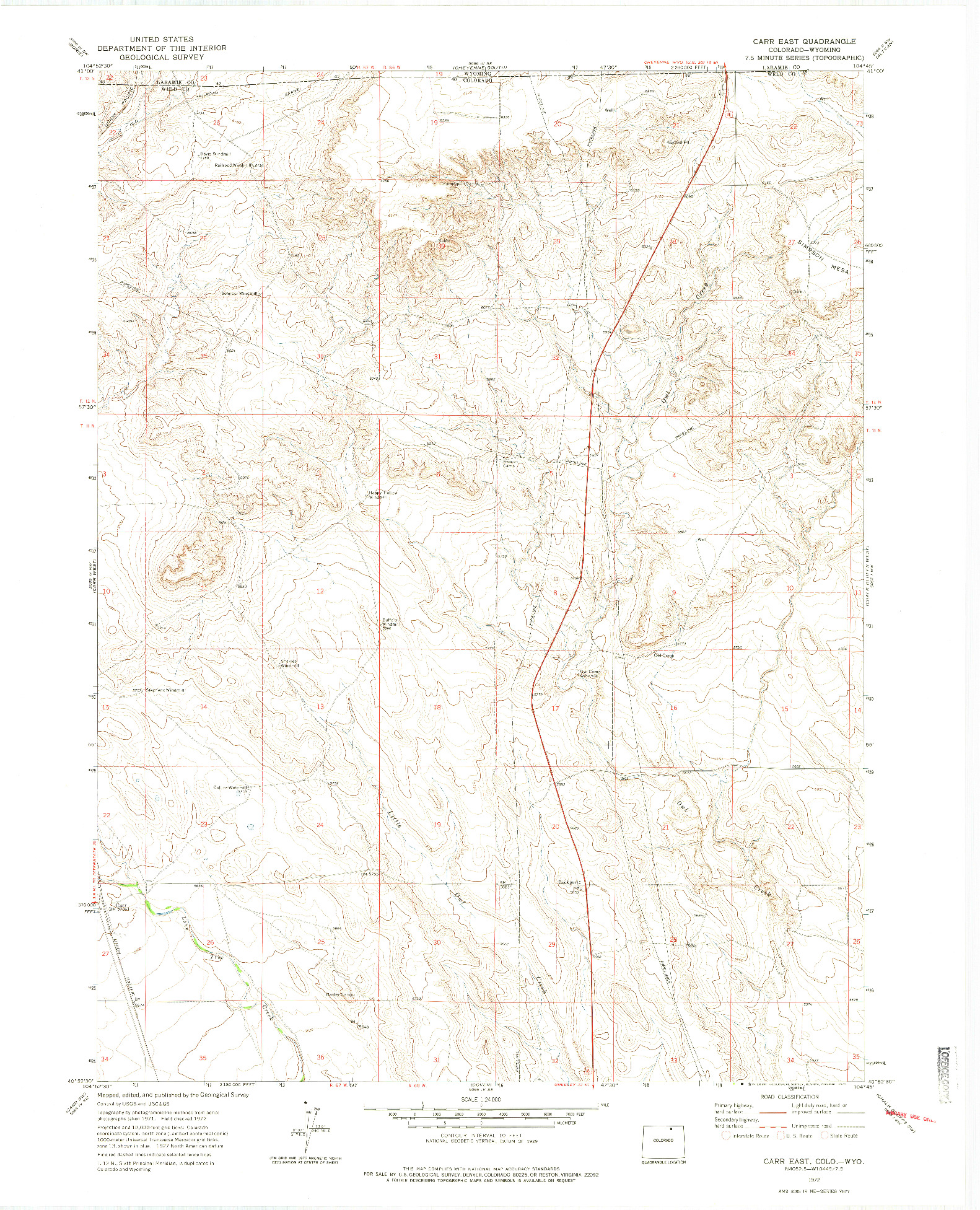 USGS 1:24000-SCALE QUADRANGLE FOR CARR EAST, CO 1972