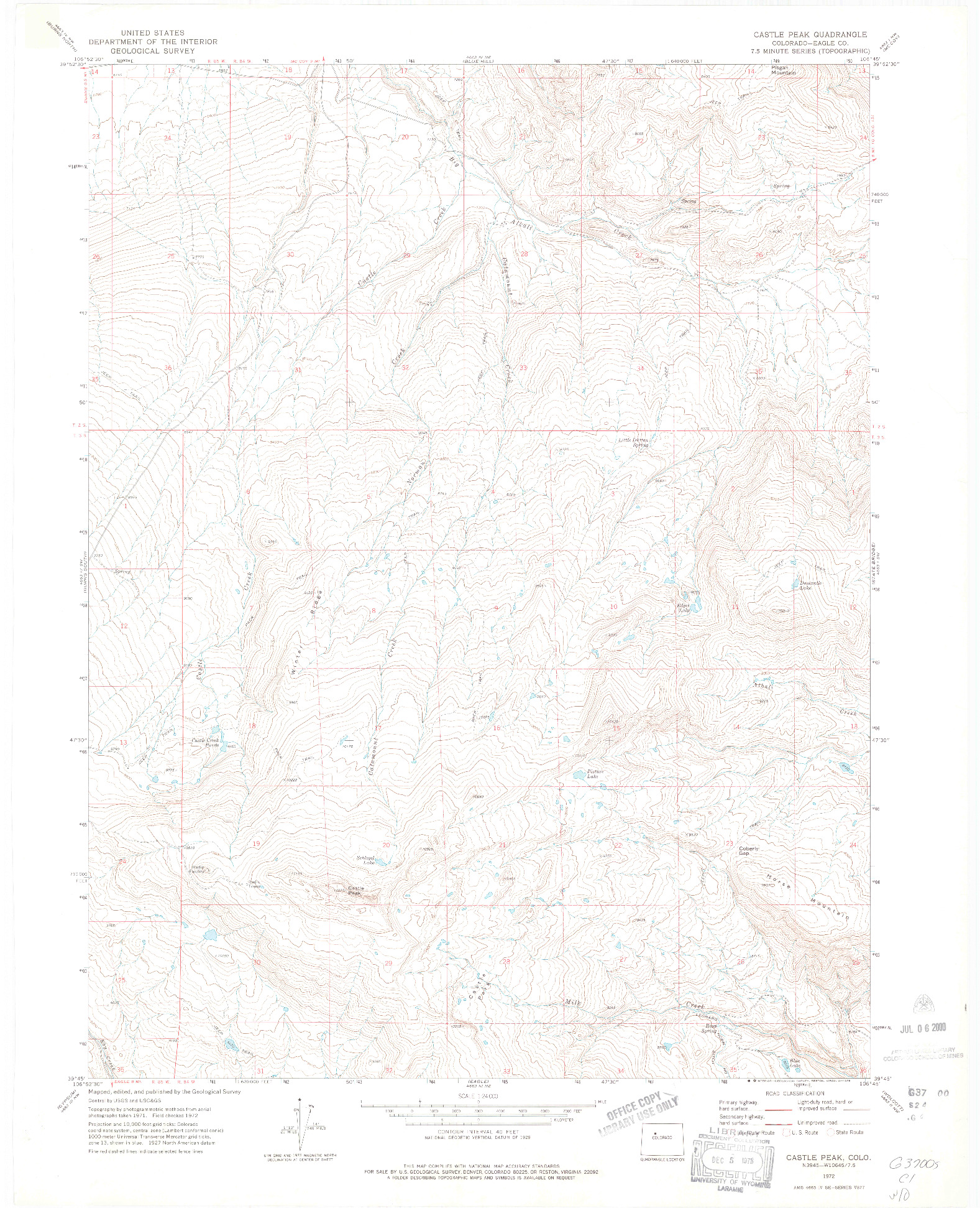 USGS 1:24000-SCALE QUADRANGLE FOR CASTLE PEAK, CO 1972