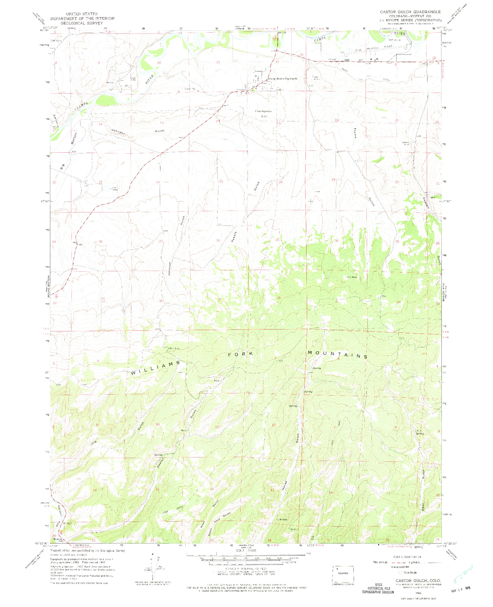 USGS 1:24000-SCALE QUADRANGLE FOR CASTOR GULCH, CO 1966