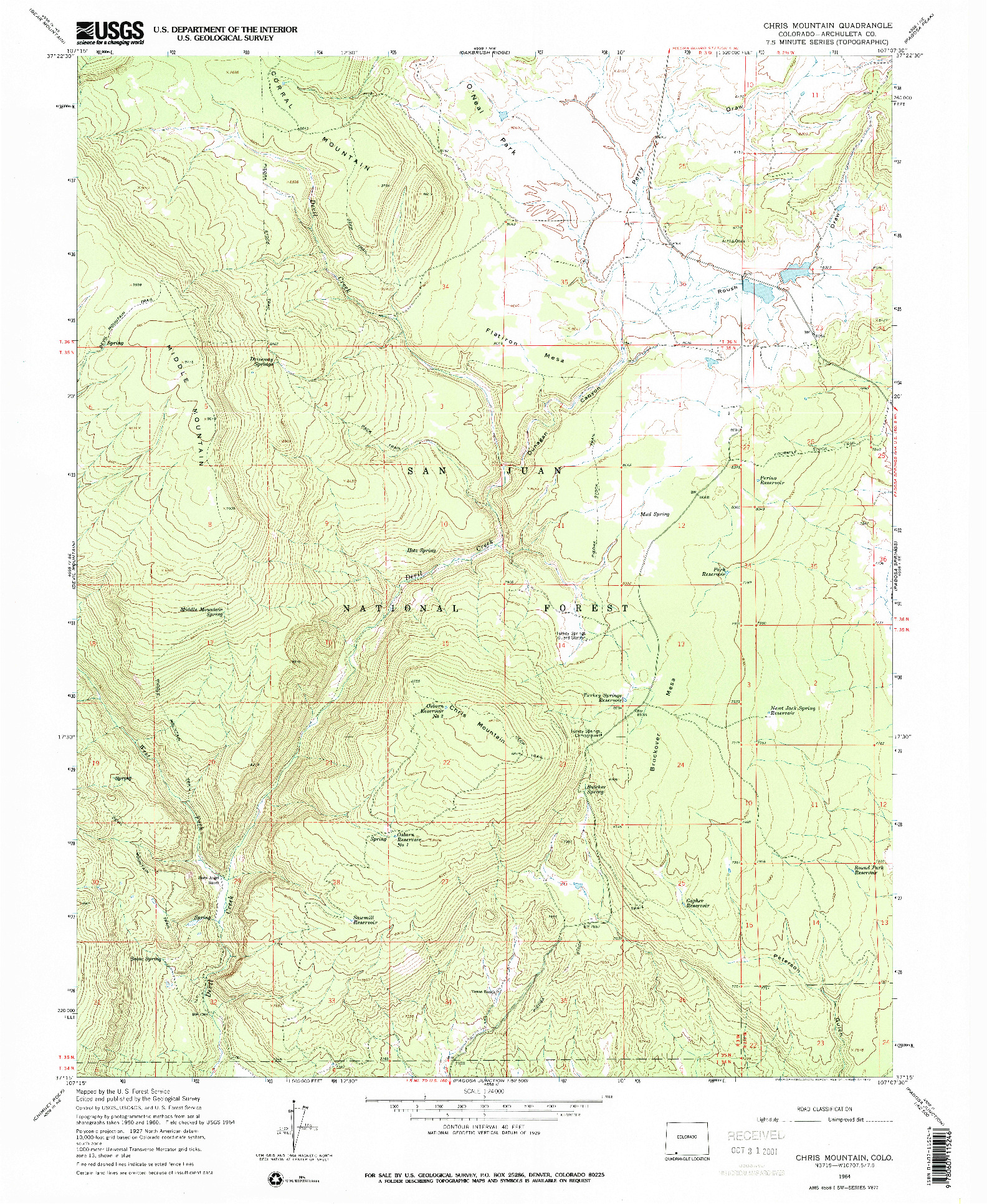 USGS 1:24000-SCALE QUADRANGLE FOR CHRIS MOUNTAIN, CO 1964