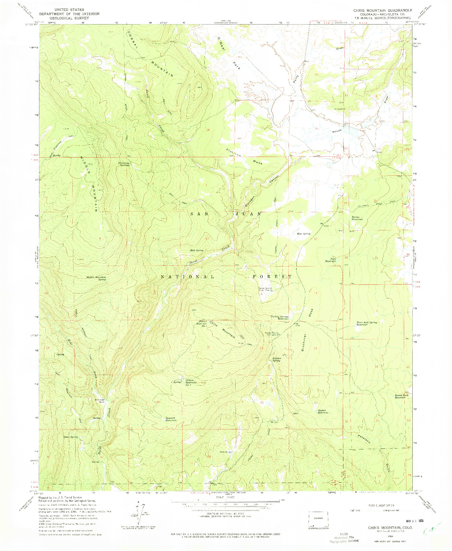 USGS 1:24000-SCALE QUADRANGLE FOR CHRIS MOUNTAIN, CO 1964